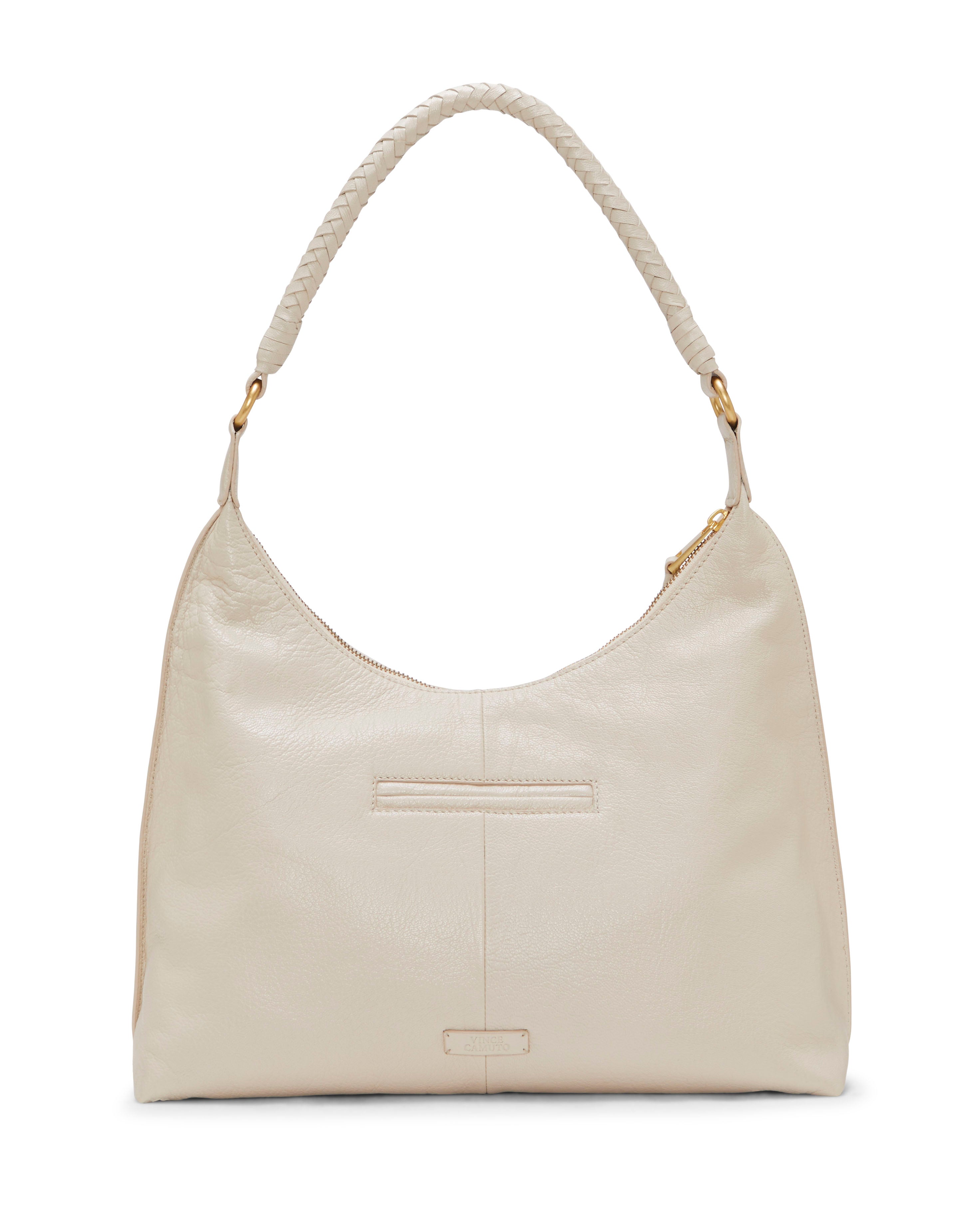 Leather Hobo Bag with Braided Strap & Interior Pockets | Vince Camuto