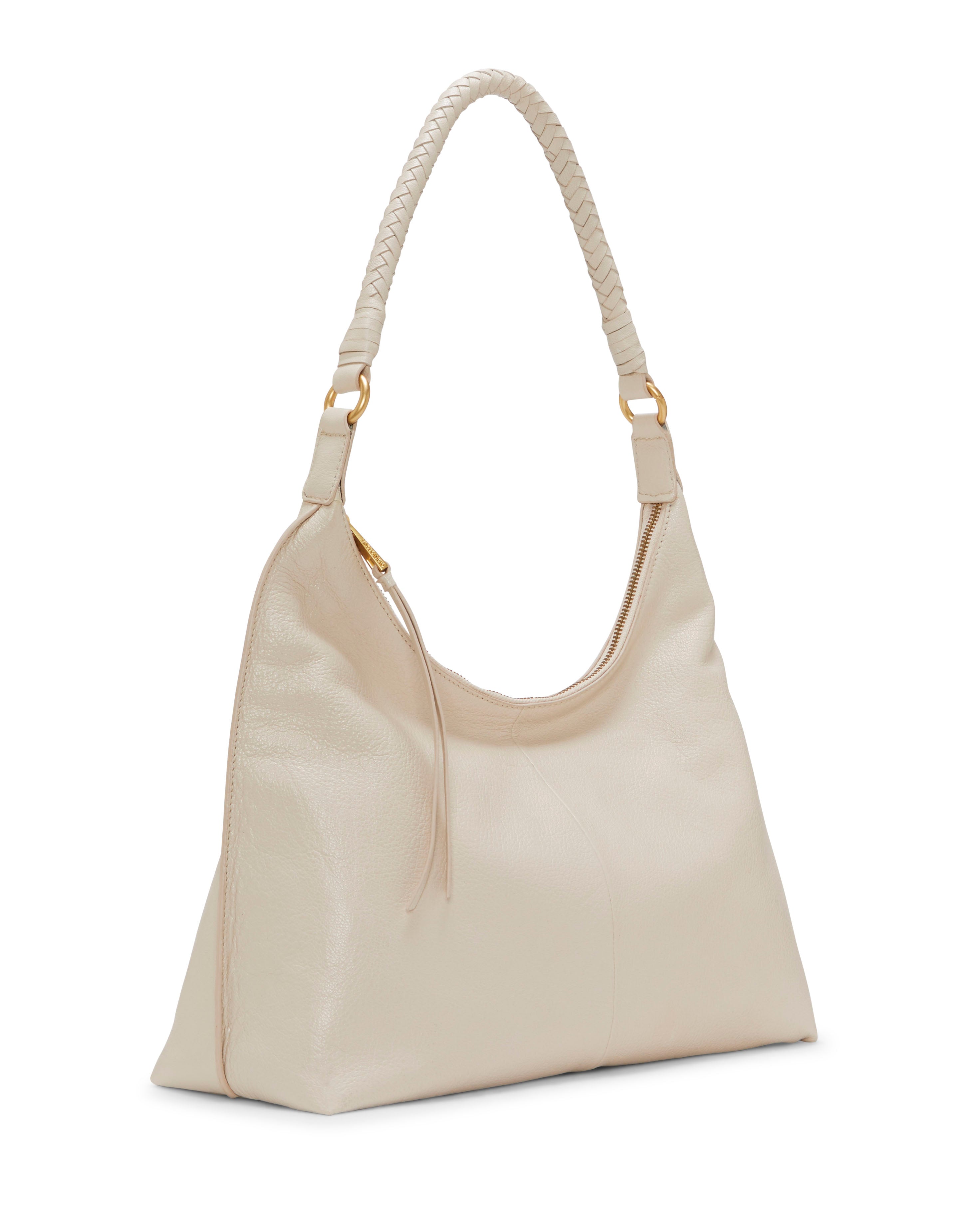 Leather Hobo Bag with Braided Strap & Interior Pockets | Vince Camuto