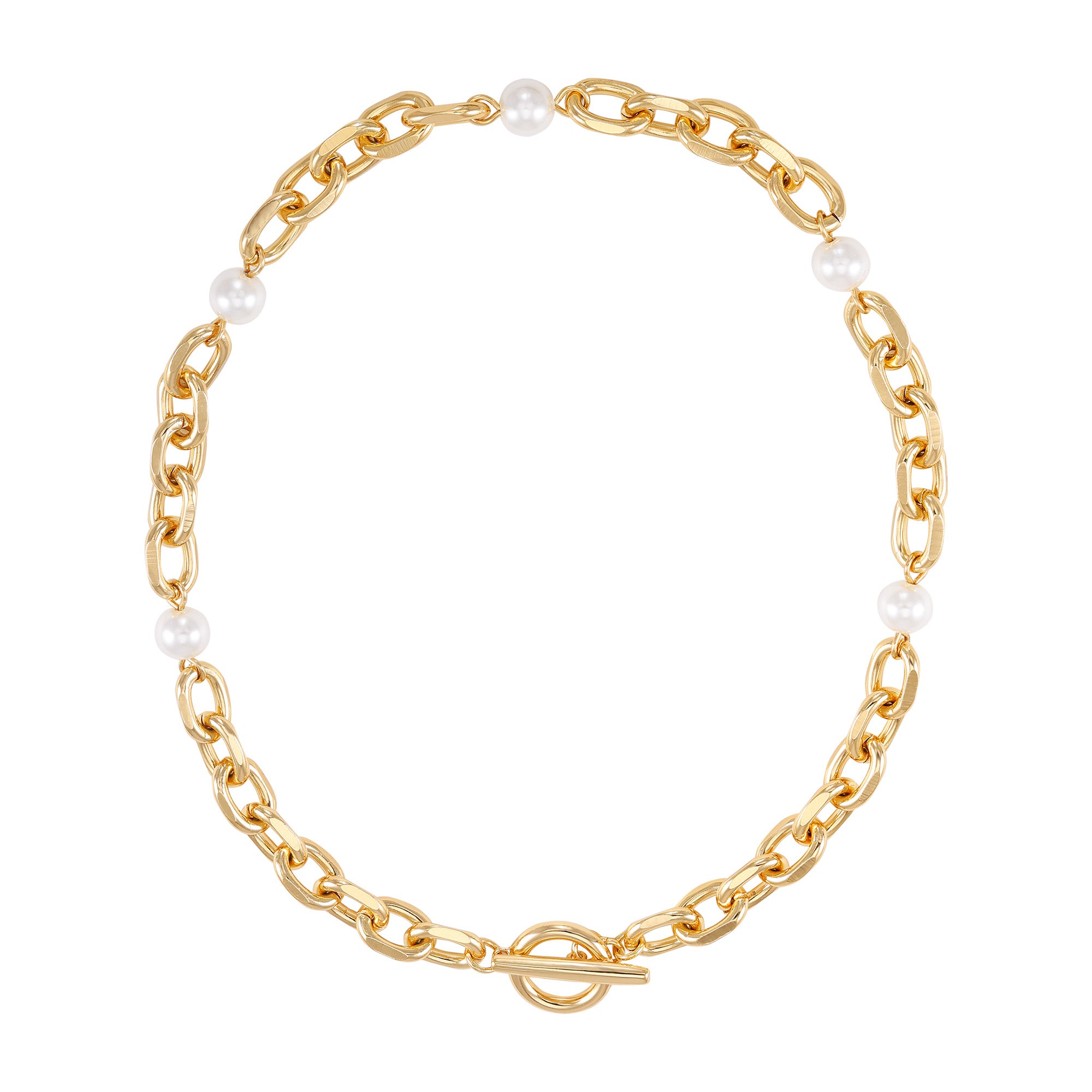 Goldtone Pearl Toggle Necklace | Elegant & Versatile Jewelry