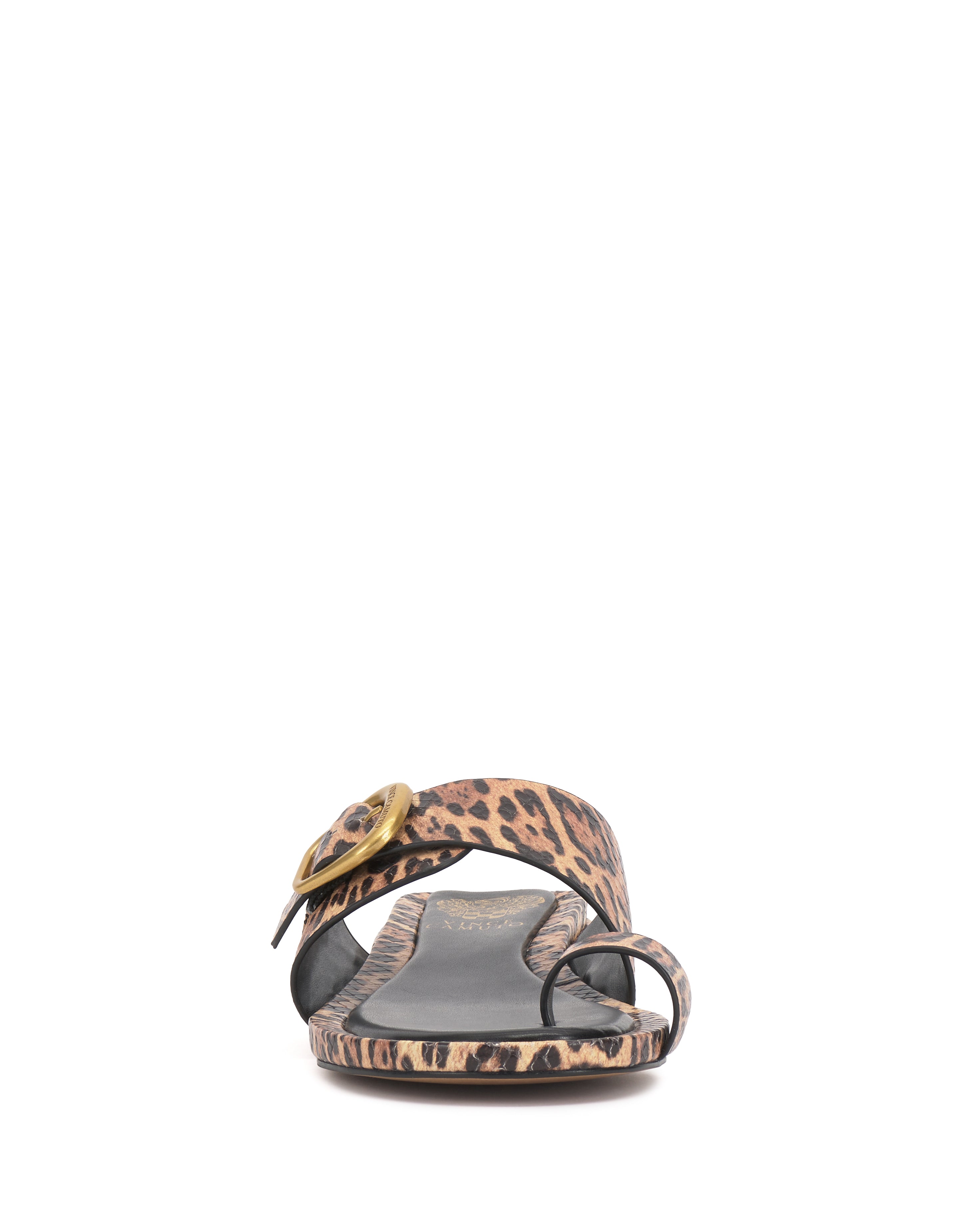 Women's Gold Buckle Sandals with Toe Loop & Block Heel | Ranista