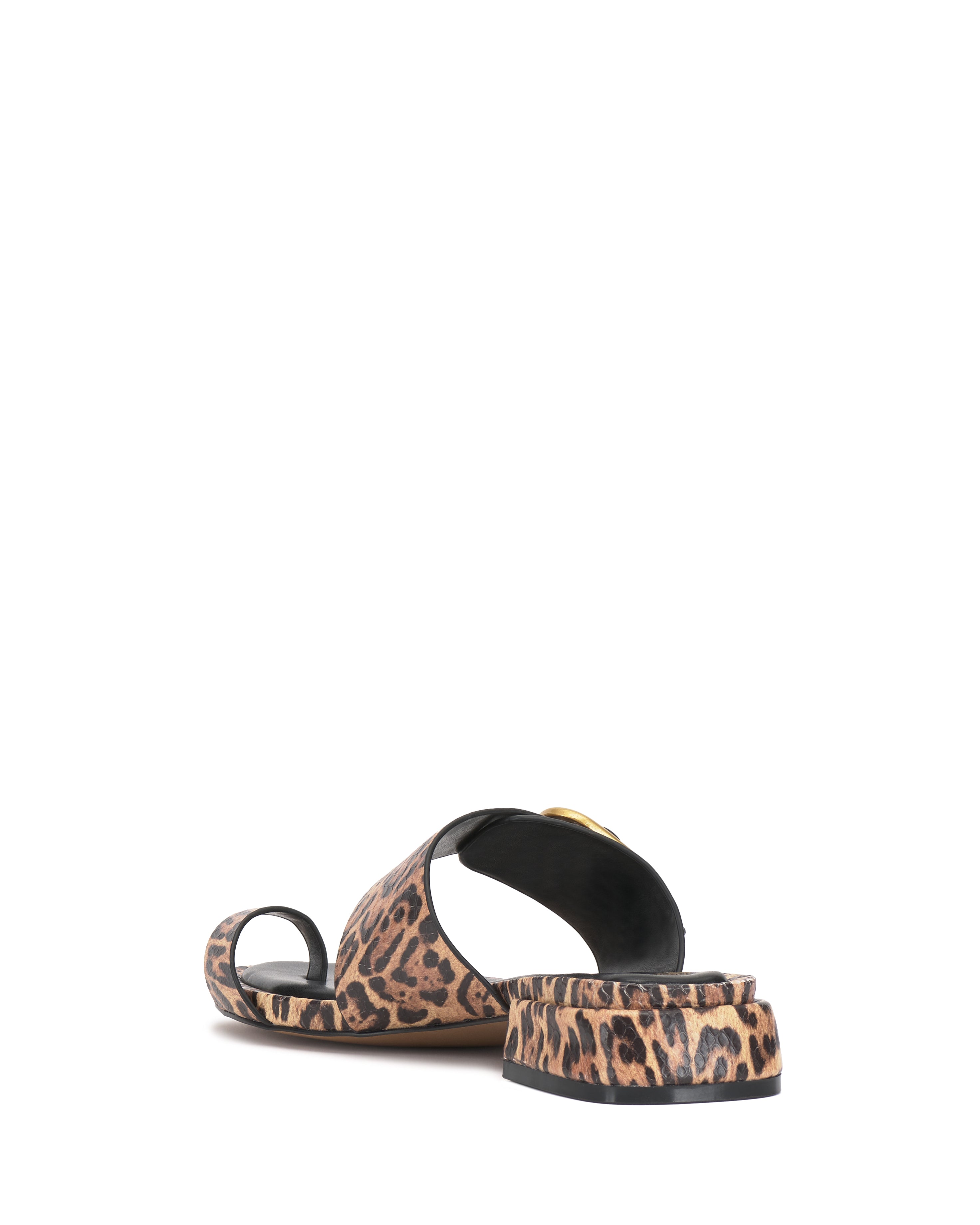 Women's Gold Buckle Sandals with Toe Loop & Block Heel | Ranista