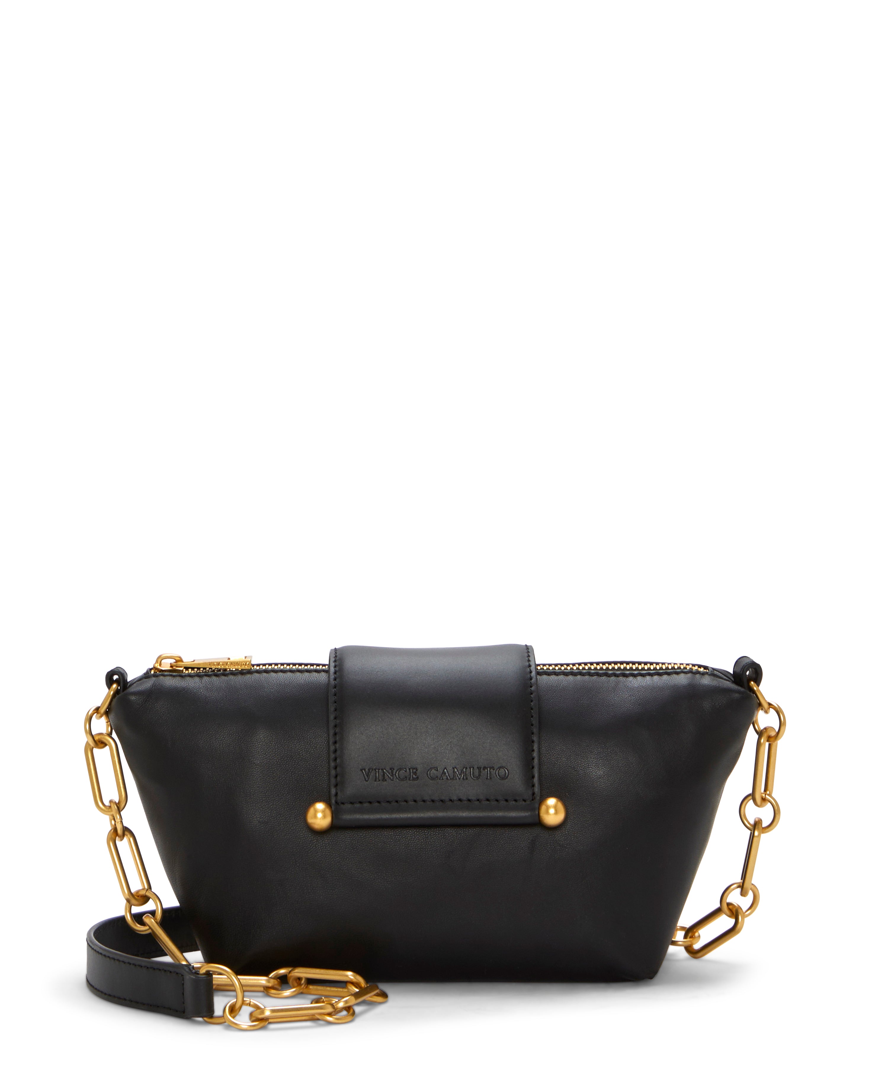 Leather Crossbody Bag with Goldtone Accents | Selah by Vince Camuto
