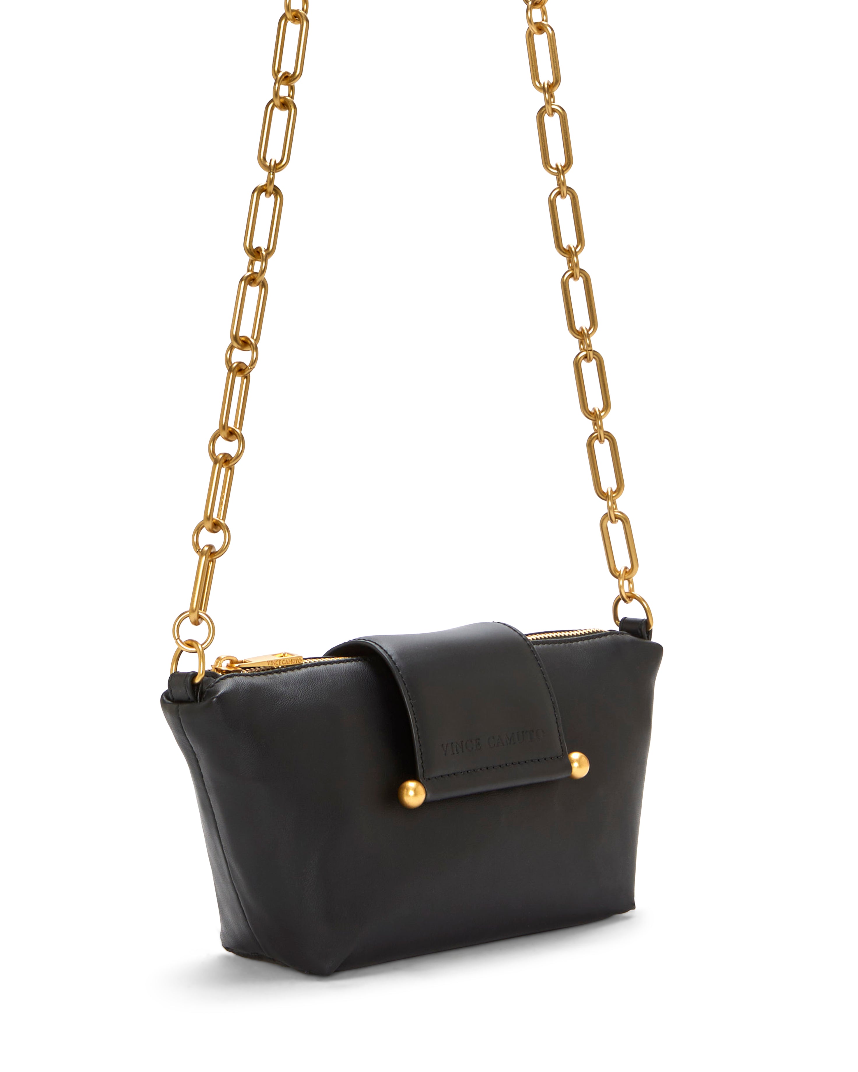 Leather Crossbody Bag with Goldtone Accents | Selah by Vince Camuto