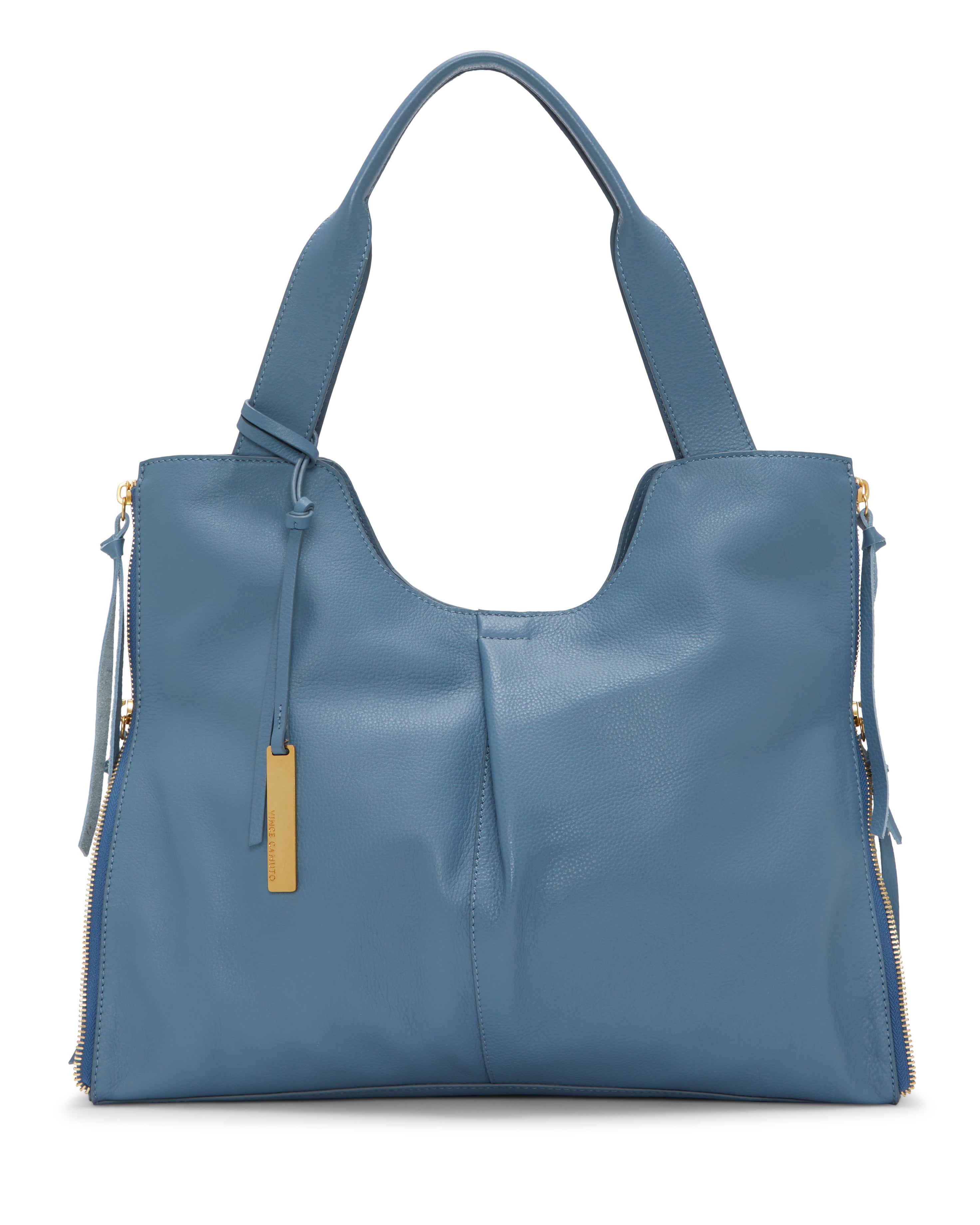 Pebbled Leather Tote Bag with Zip Gussets & Detachable Fob | Corla