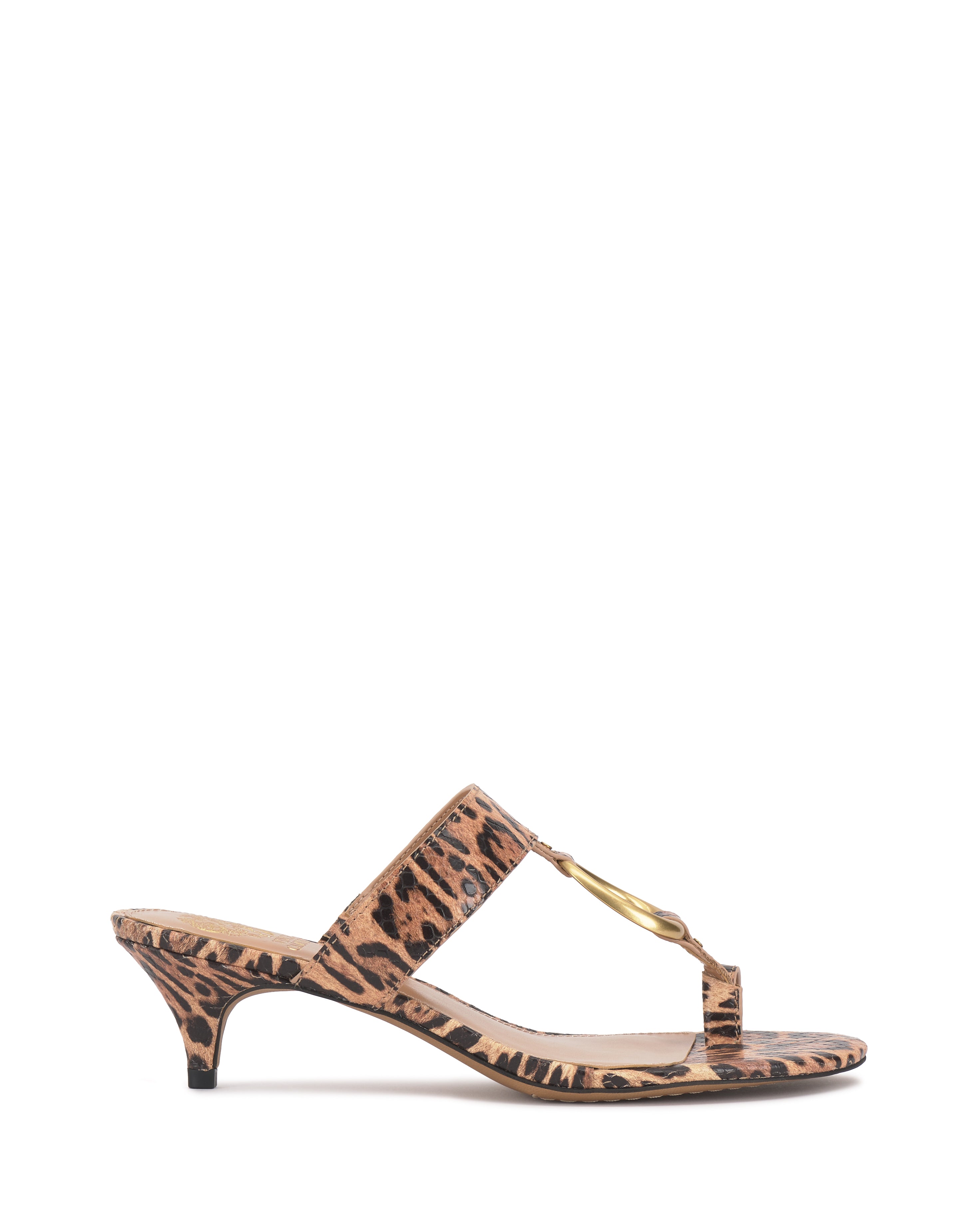 Kitten Heel Sandals with Gold O-Ring & Toe Loop | Kimena