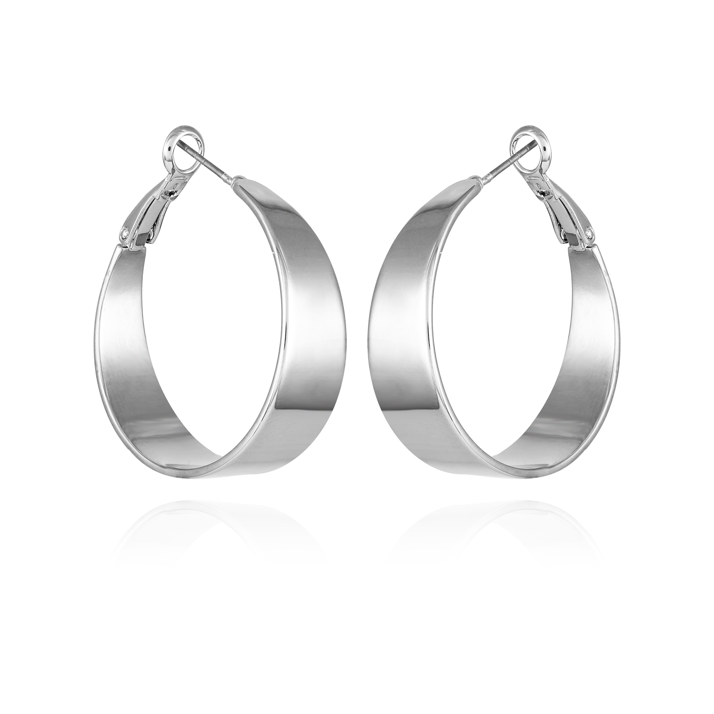Silver-Tone Thick Hoop Earrings for Casual & Formal Wear
