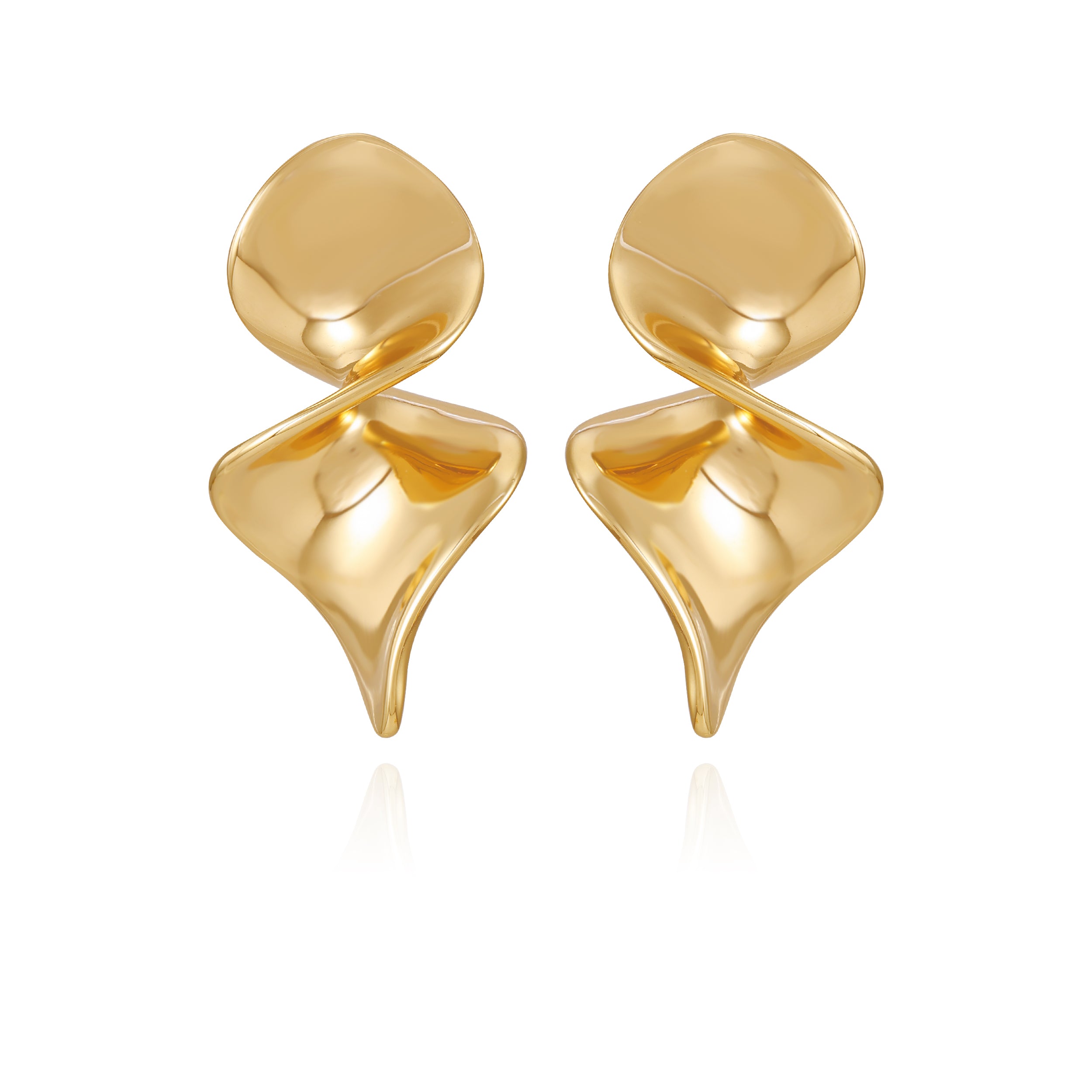 Goldtone Spiral Drop Earrings for Women | Elegant & Secure Post Closure