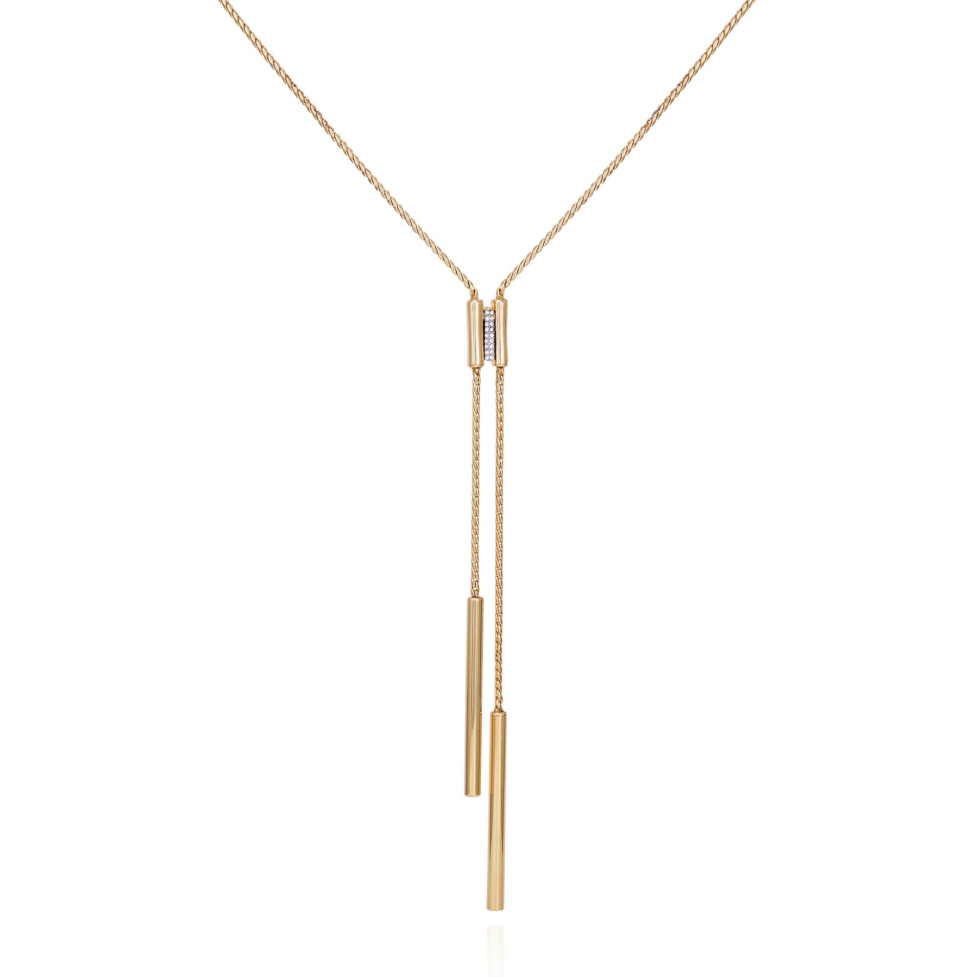 Goldtone Crystal Y-Necklace for Layering | Chic & Versatile Jewelry