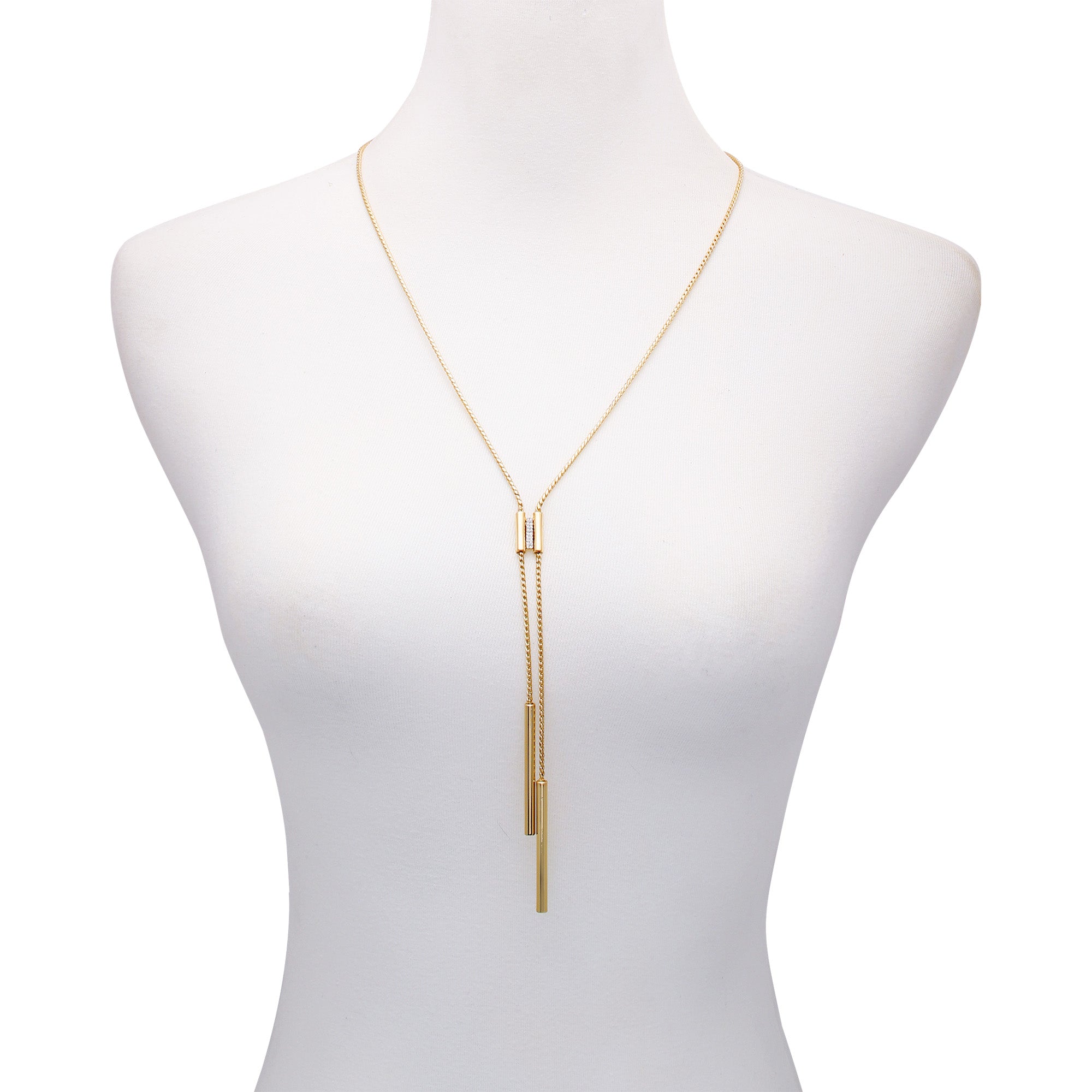 Goldtone Crystal Y-Necklace for Layering | Chic & Versatile Jewelry