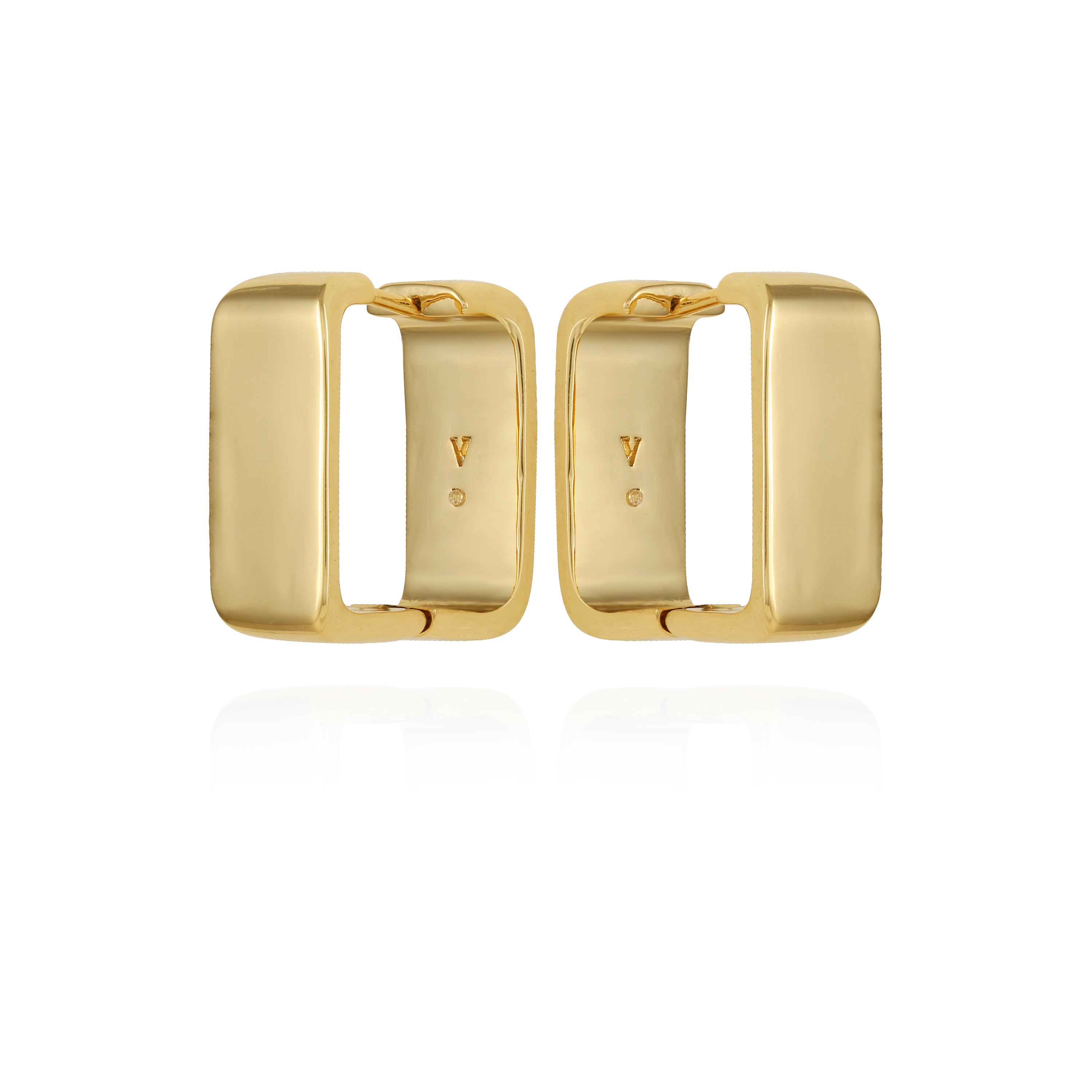 Brass Rectangle Hoop Earrings | Gold-Tone Vintage Style