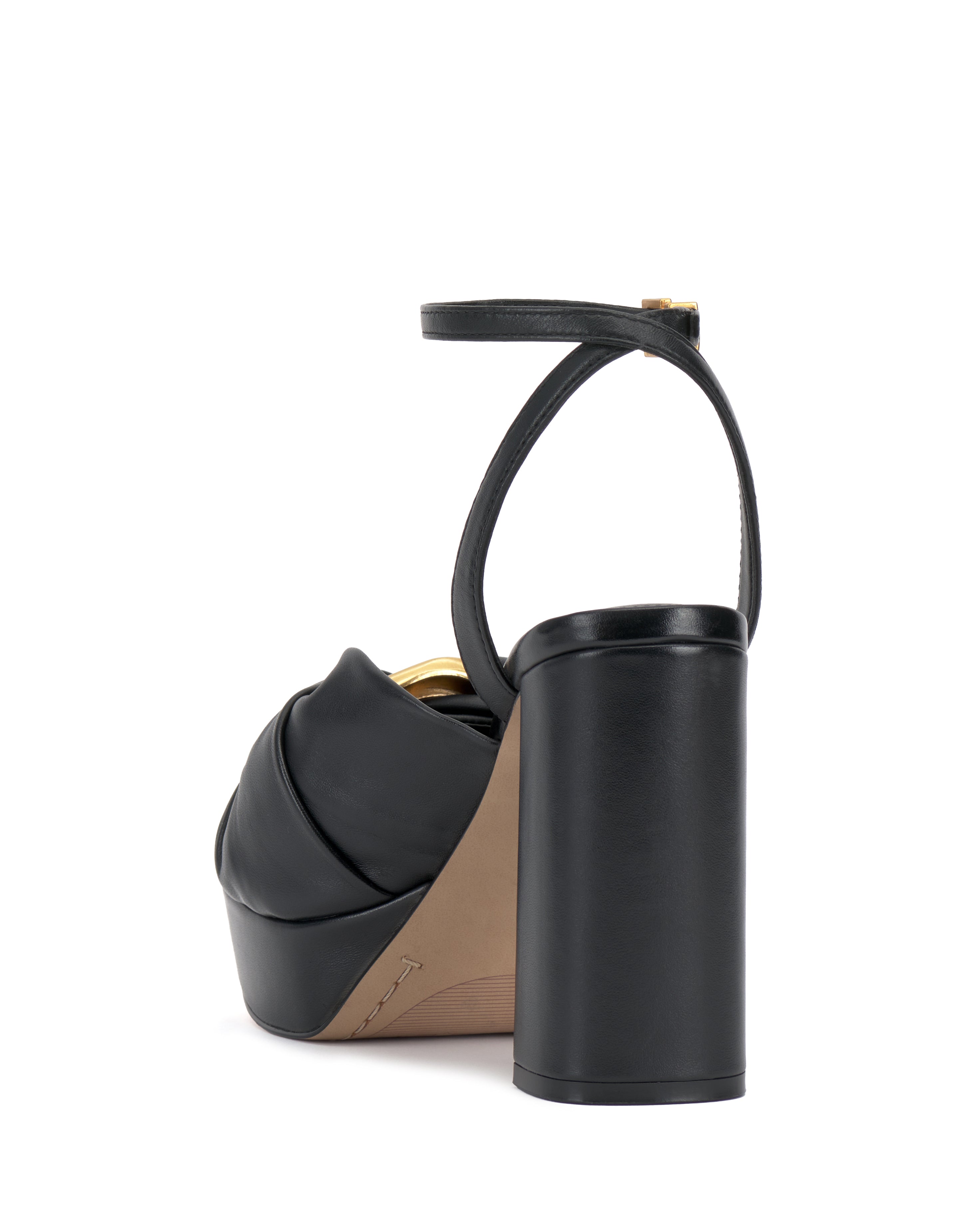 Phebie Platform Sandals with Block Heel & Ankle Strap | Gold Accent