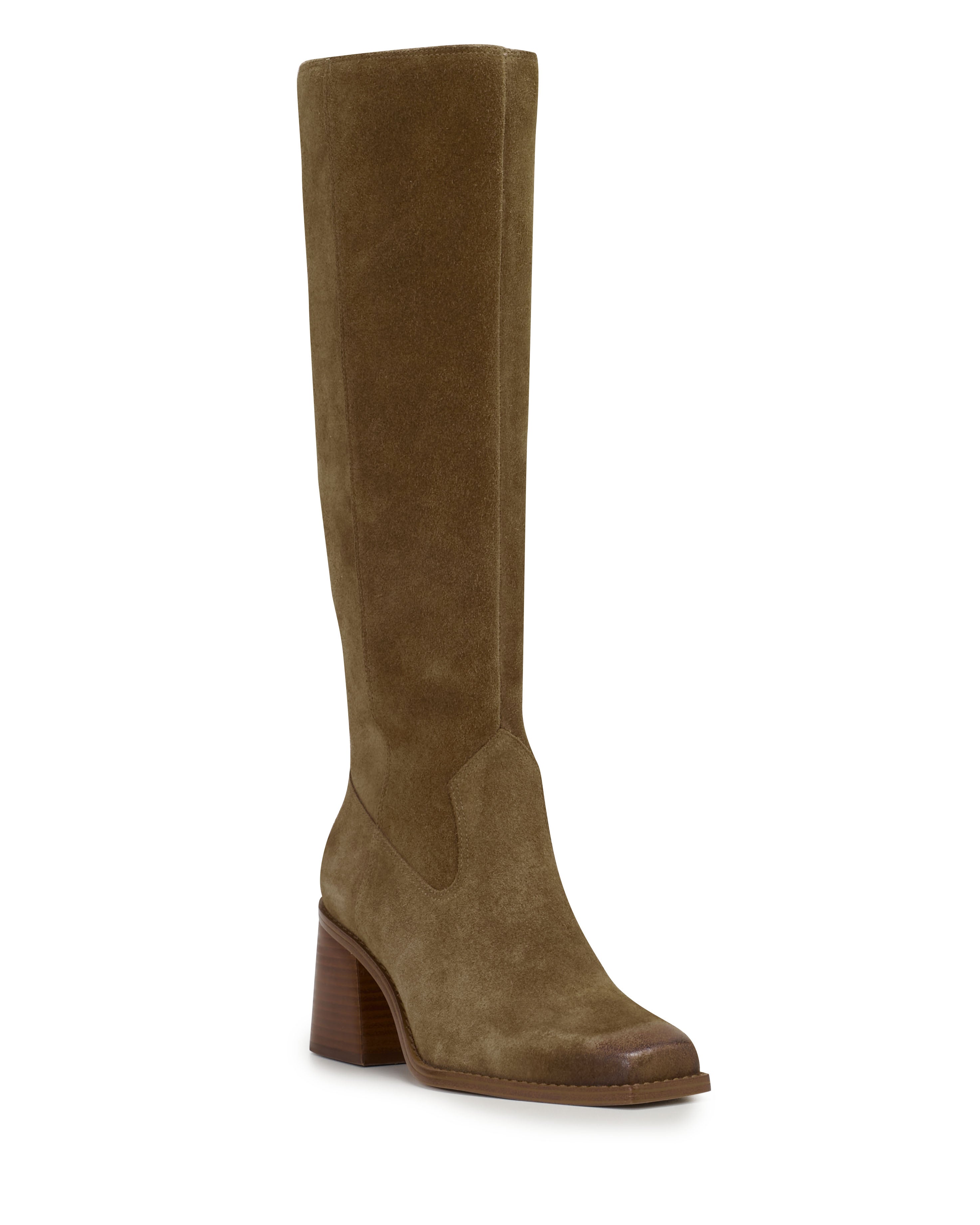 Wide Calf Boots with Square Toe & Block Heel | Sangeti