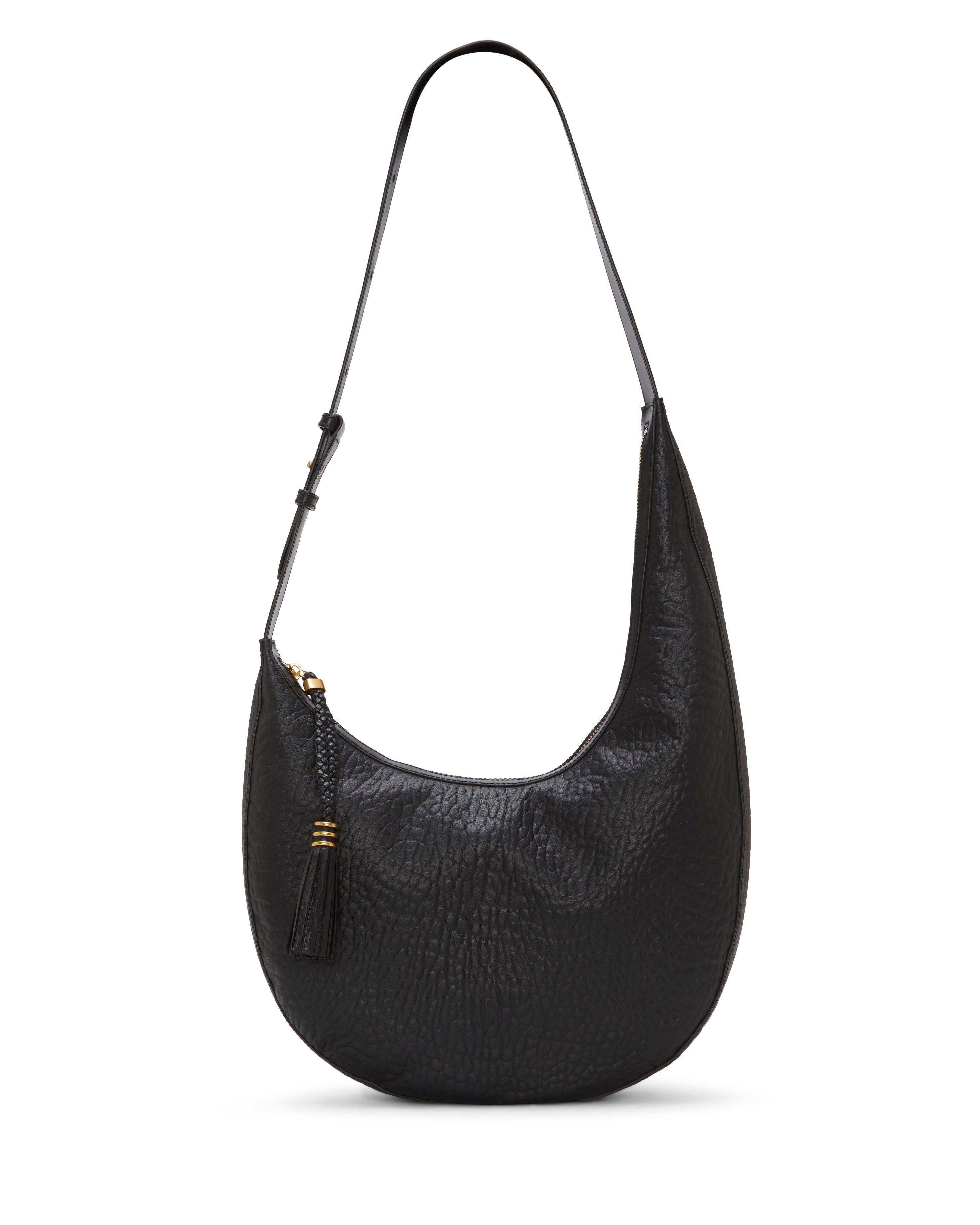 Leather Hobo Bag with Adjustable Handle & Fringe Detail | Vince Camuto
