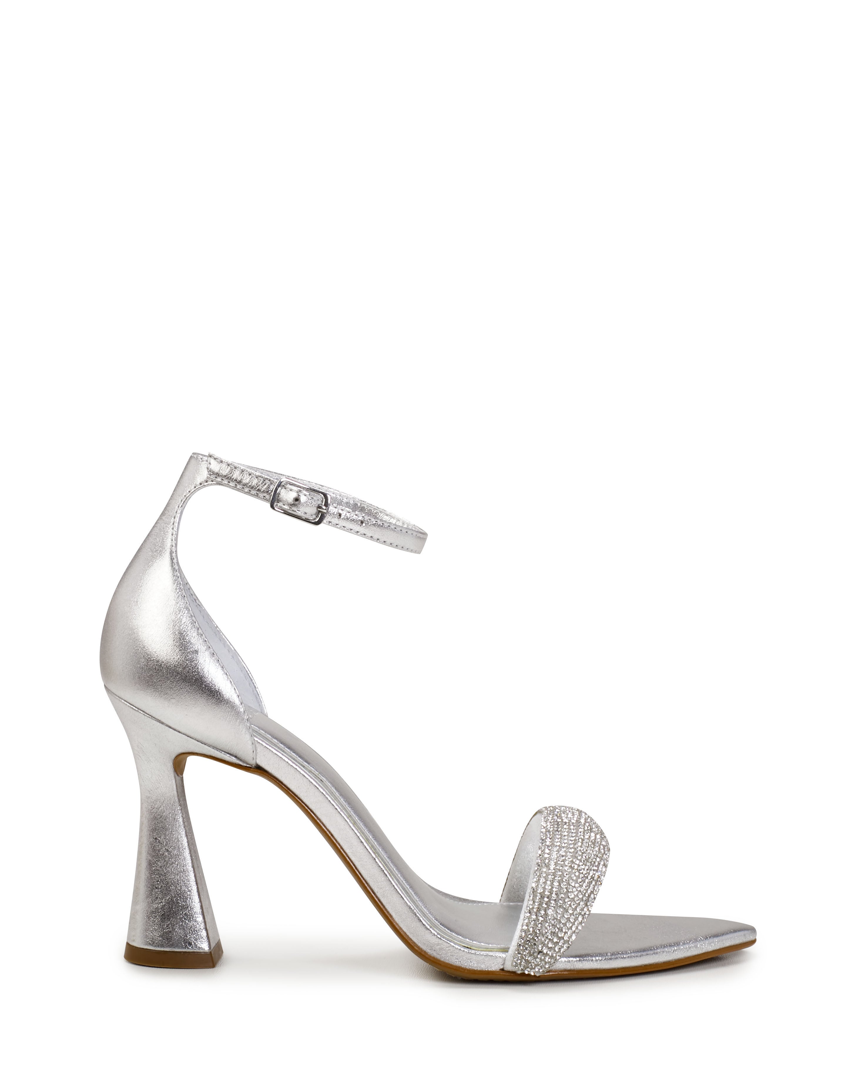 Rhinestone Embellished Sandals with Pointed Toe & Flared Heel | Aylen