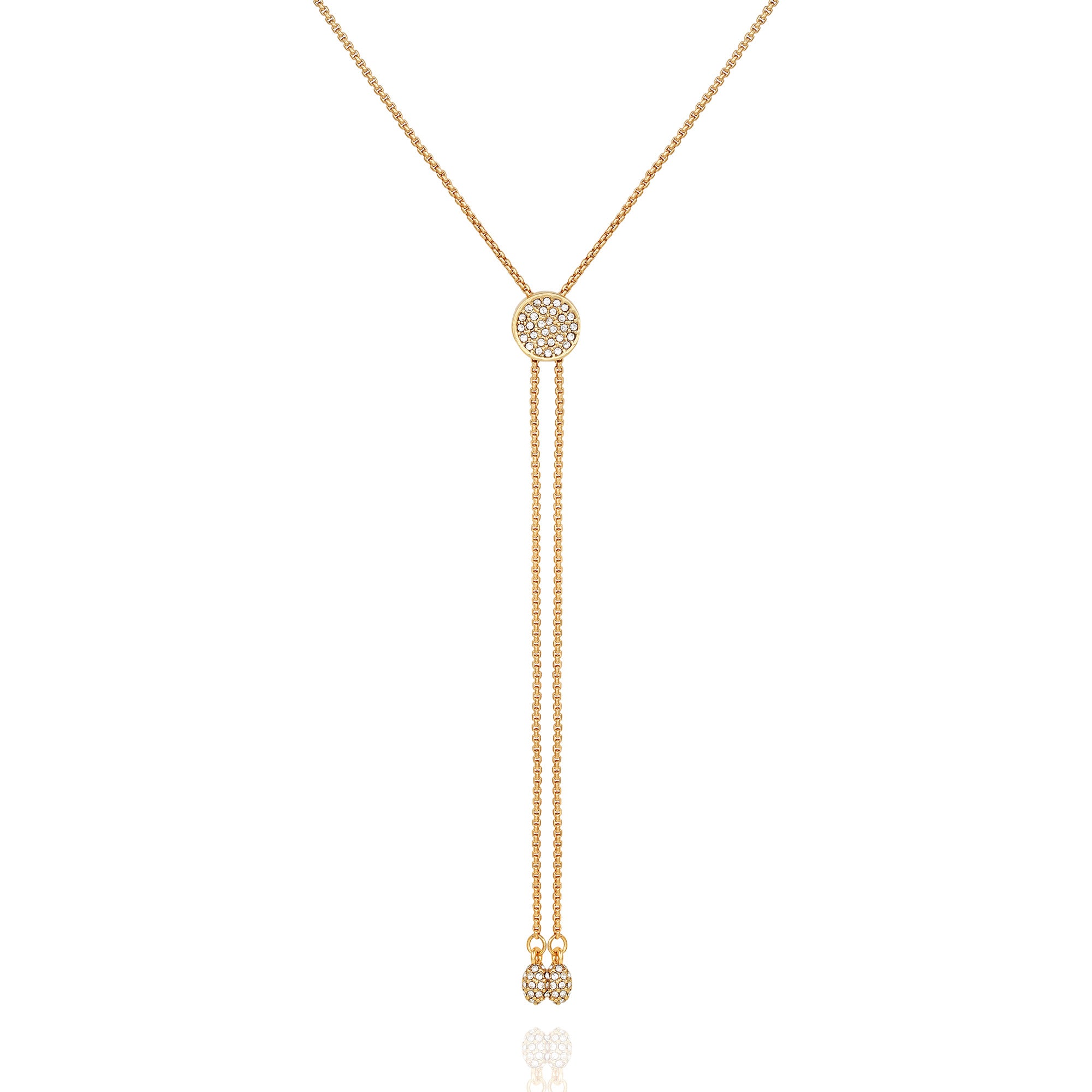 Pave Slider Bolo Necklace with Cubic Zirconia | Gold-Tone Statement Jewelry