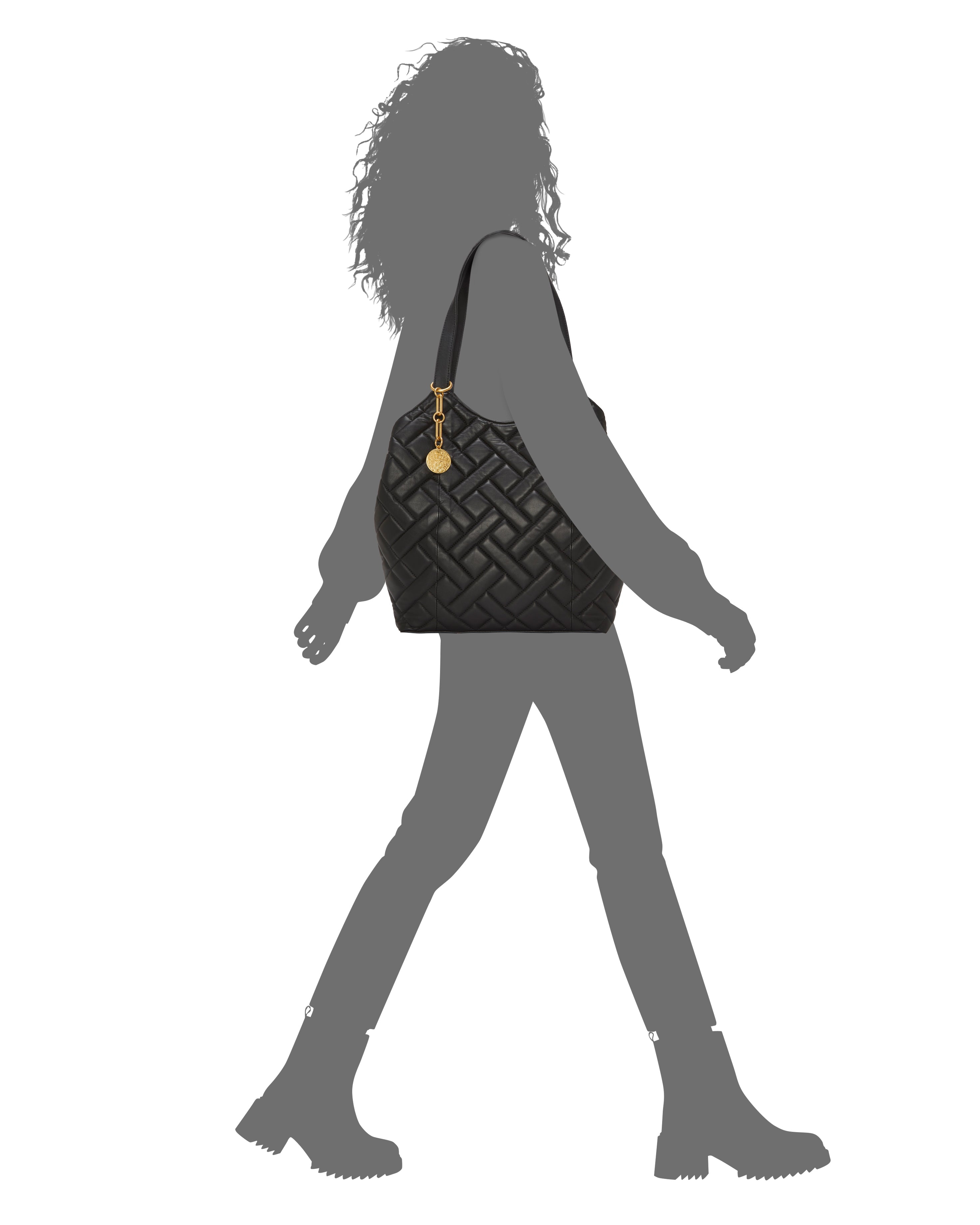 Quilted Tote Bag with Gold Chain & Basketweave Stitching | Kisho