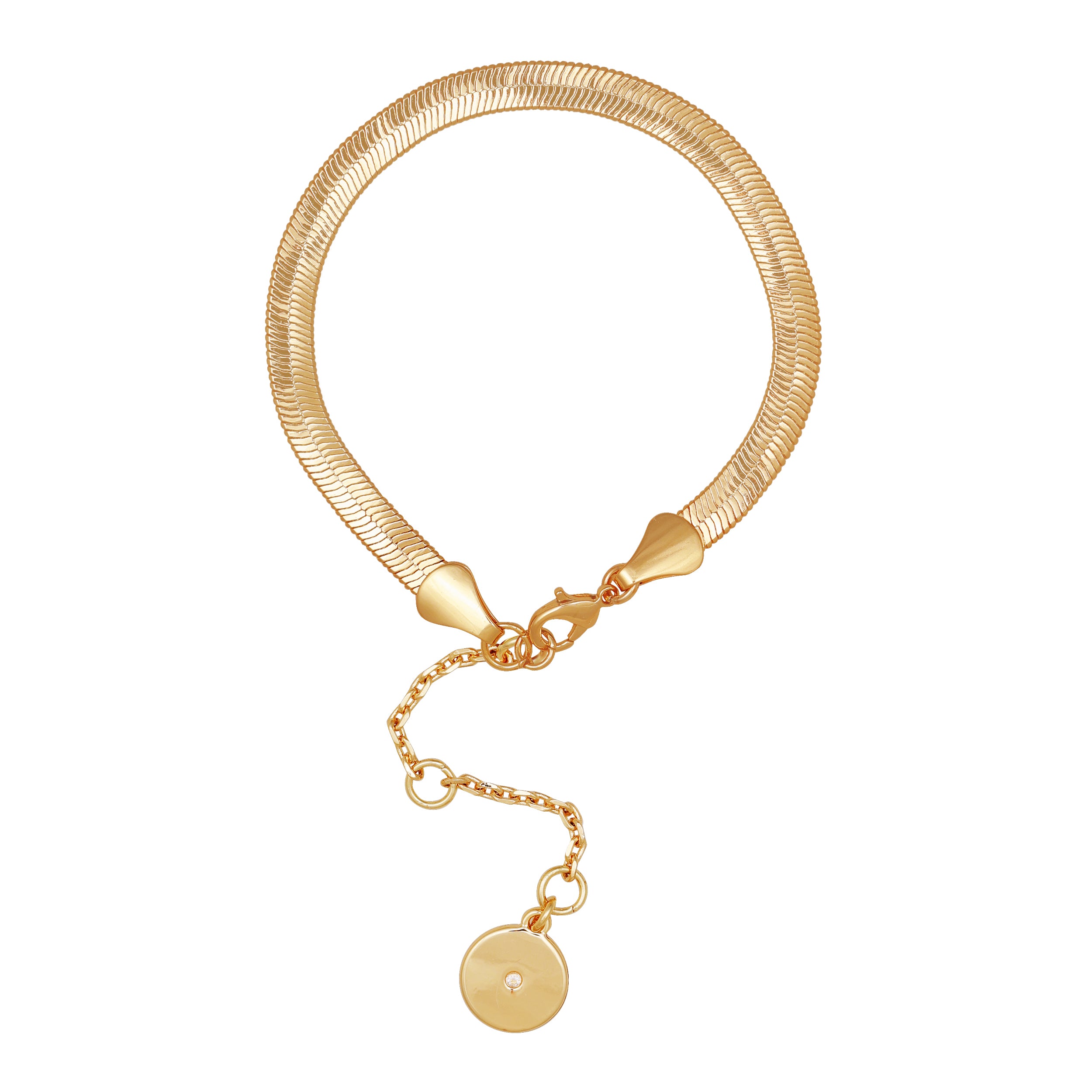 Goldtone Herringbone Chain Bracelet with Lobster Clasp | 7.5-Inch