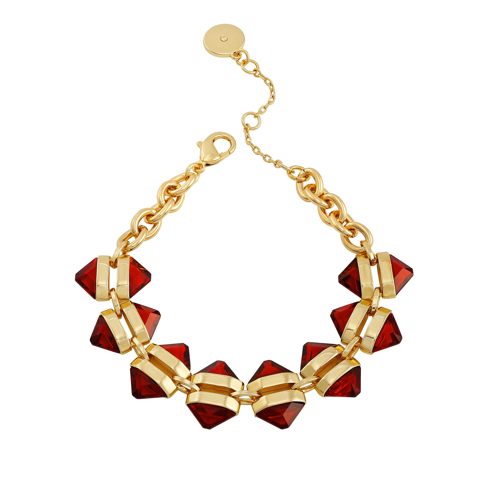 Gold-Tone Red Stone Cable Chain Bracelet for Women | Chic & Stylish