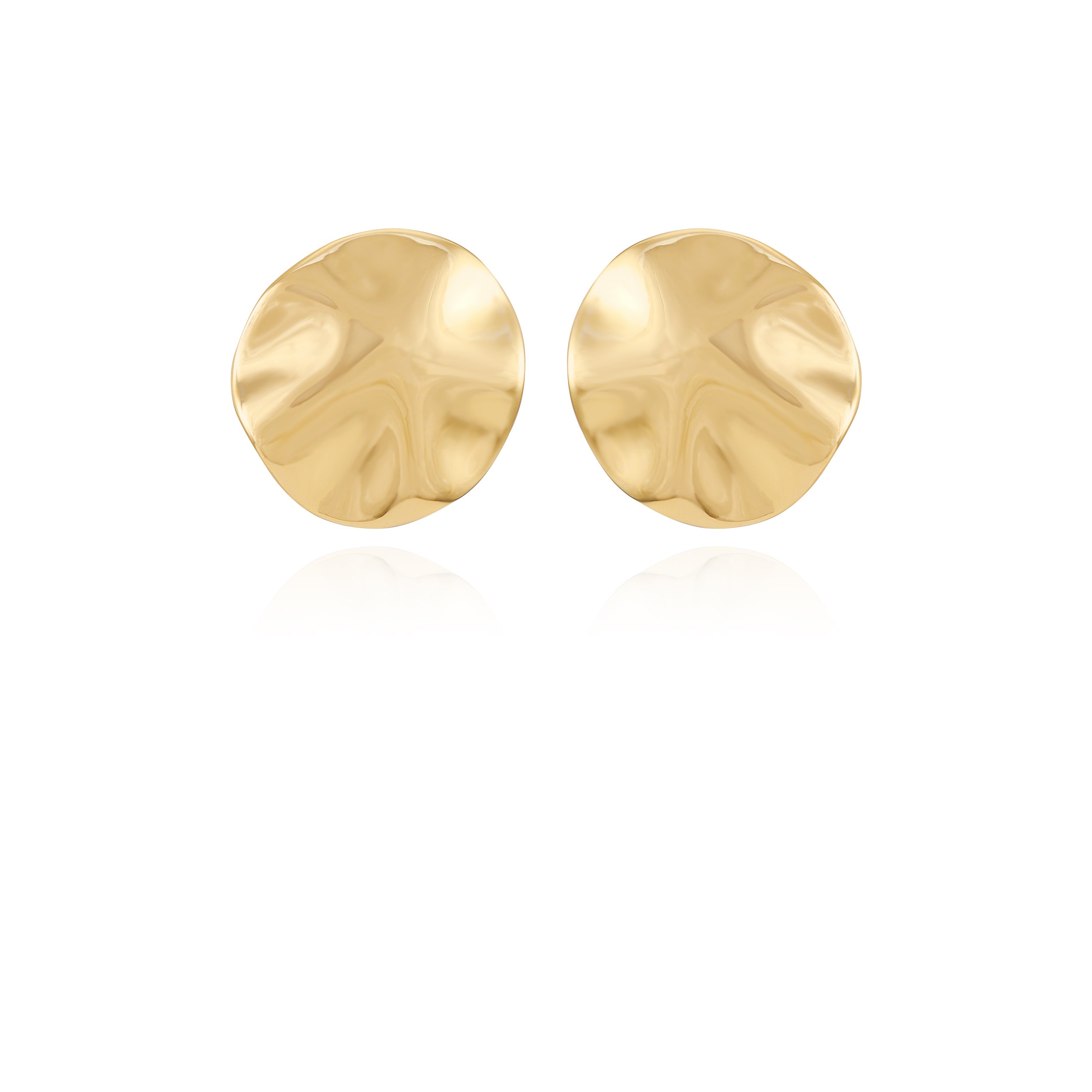 Goldtone Clip-On Earrings with Textured Organic Design | Elegant Round Hoops