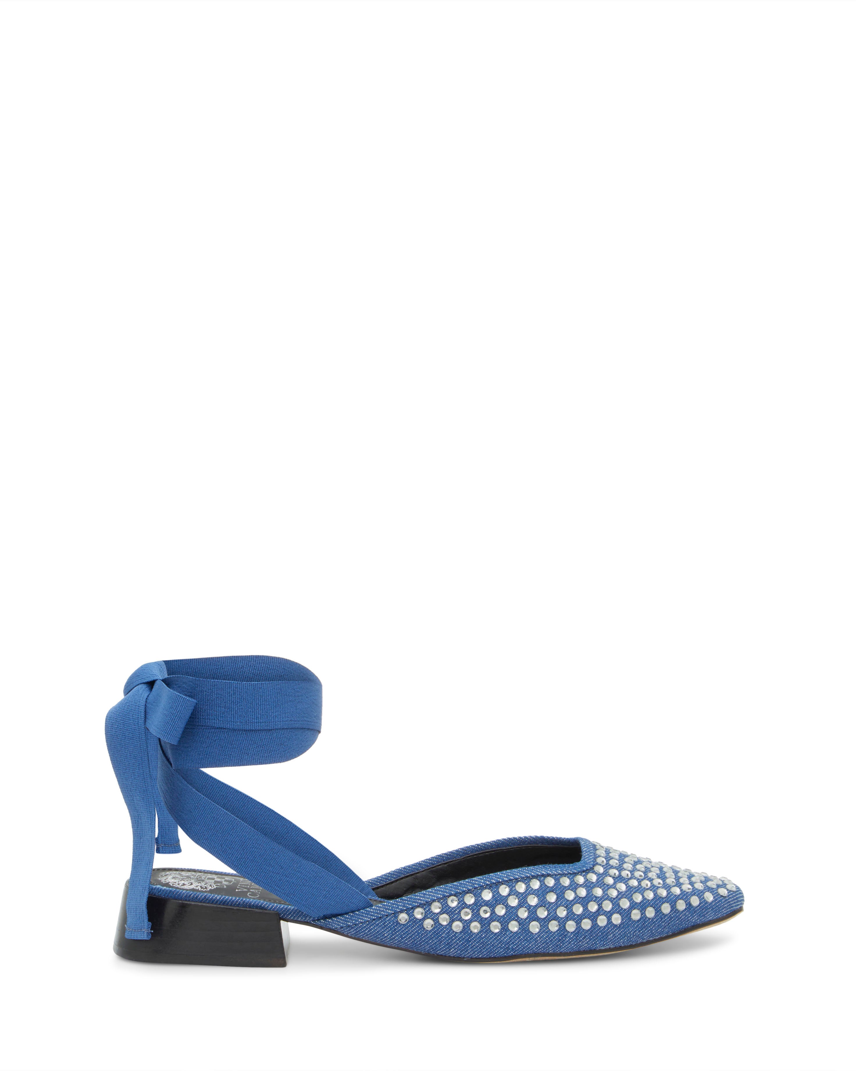 Ballet Flats with Rhinestones & Block Heel | Kayla Flat