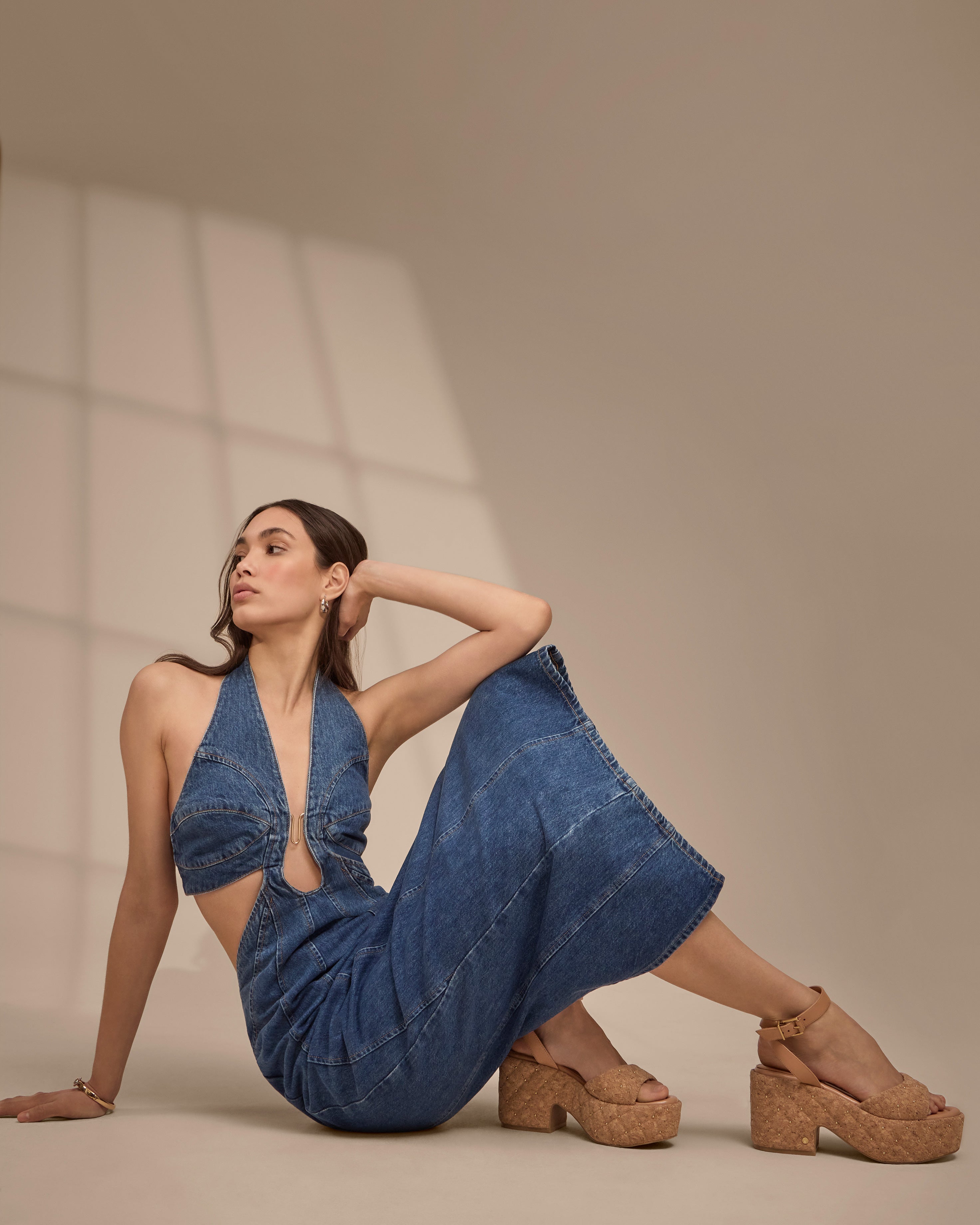 Retro Platform Sandals with Quilted Design & Microstuds | Ellah