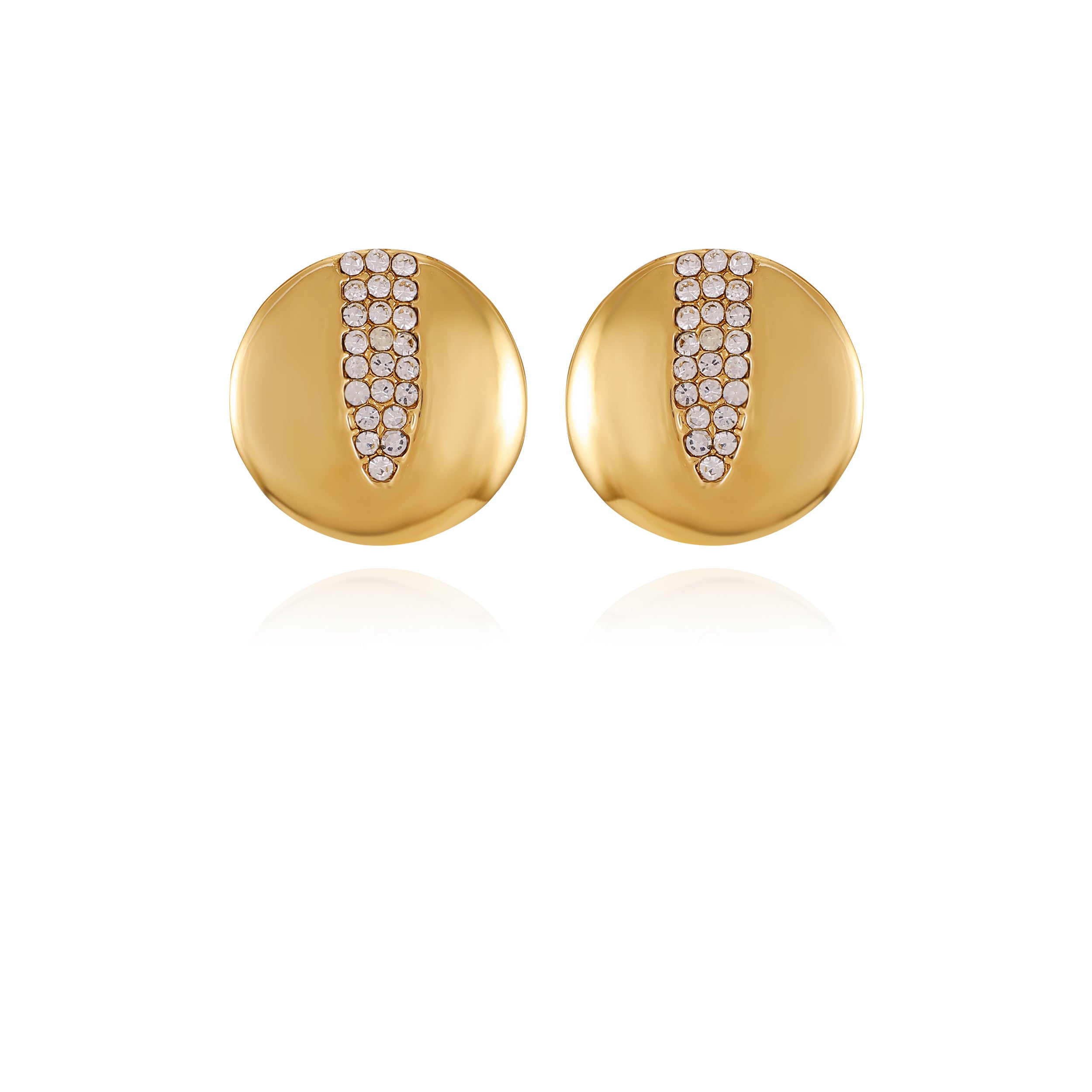 Goldtone Crystal Coin Earrings with Secure Post Closure | Timeless Elegance