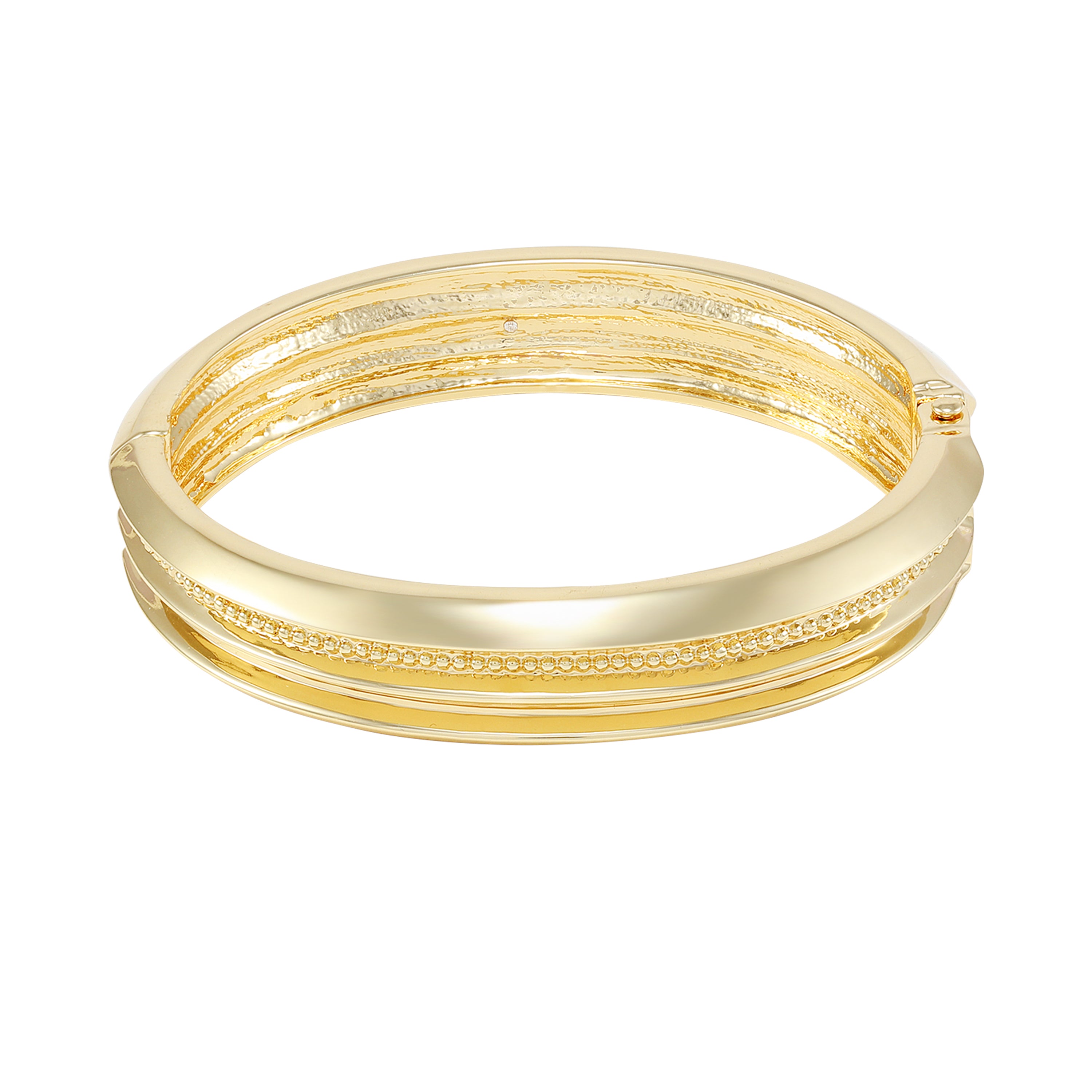 Goldtone Textured Hinge Bracelet for Women | Elegant & Easy Closure