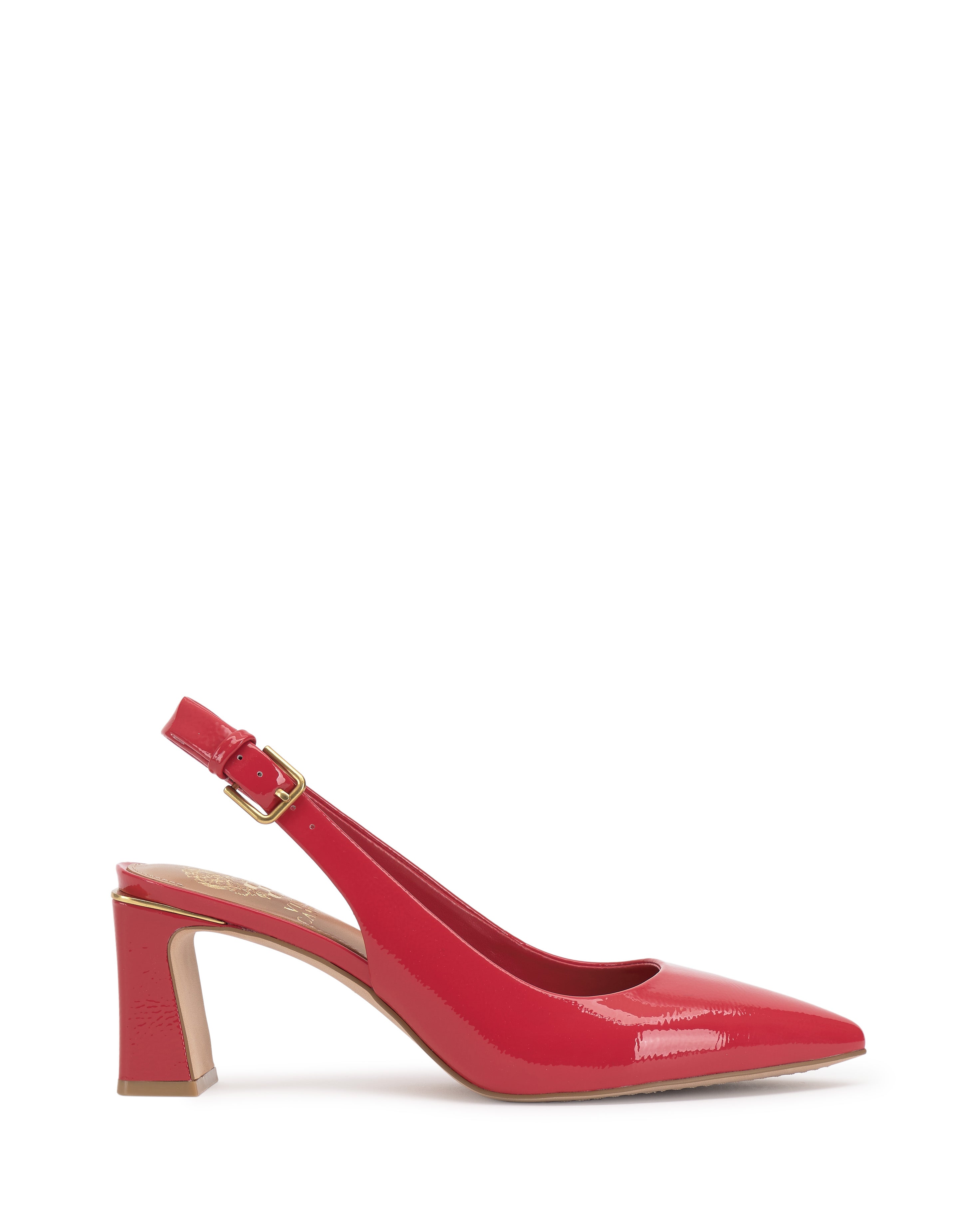Leather Slingback Pumps with Pointed Toe & Metal Rand | Hamden