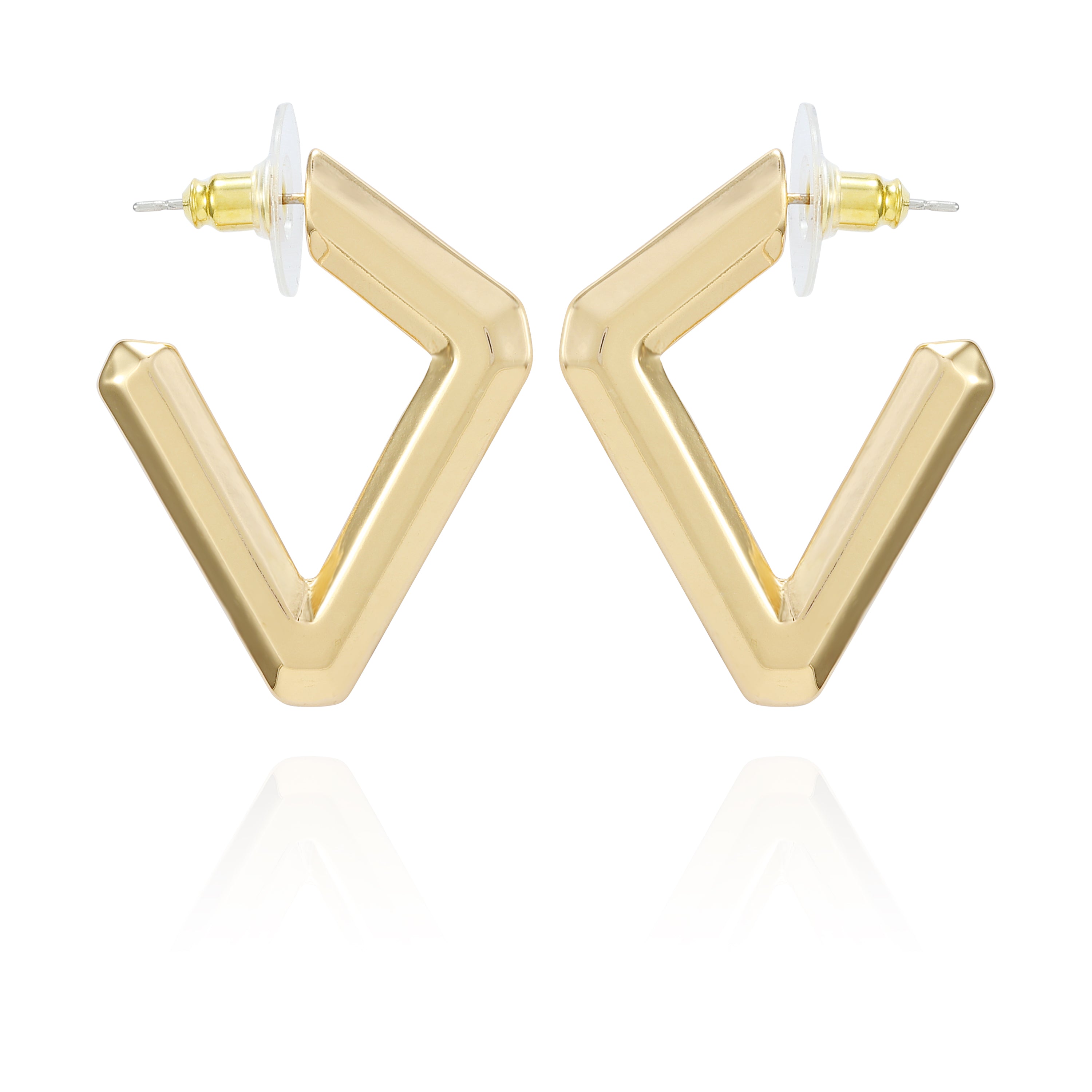 Diamond Shaped Hoop Earrings in Sleek Goldtone | Modern Chic