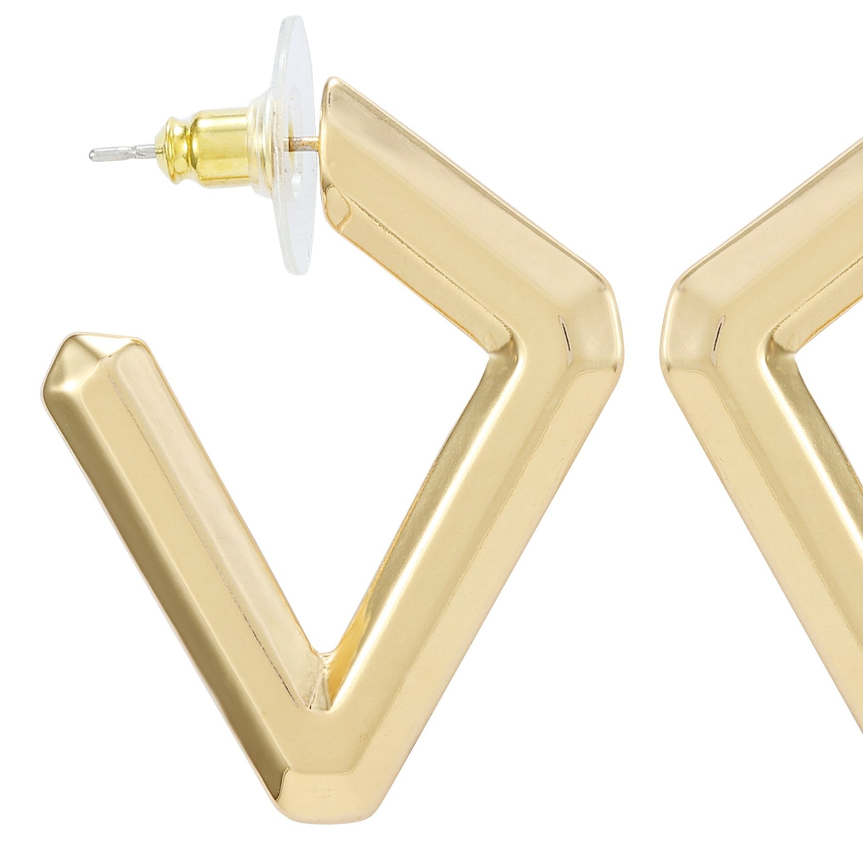 Diamond Shaped Hoop Earrings in Sleek Goldtone | Modern Chic