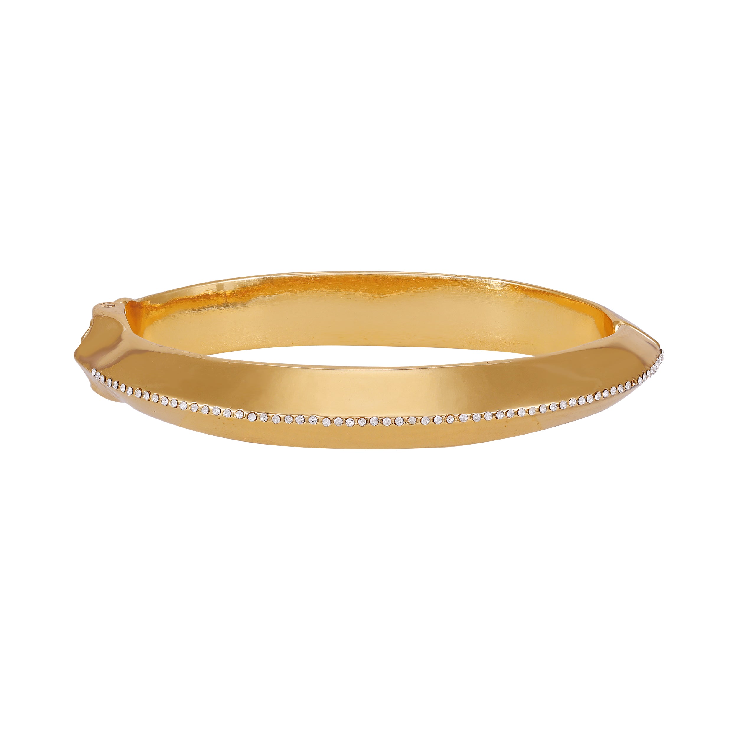 Goldtone Crystal Bracelet with Hinge Closure | Elegant Glamour Accessory
