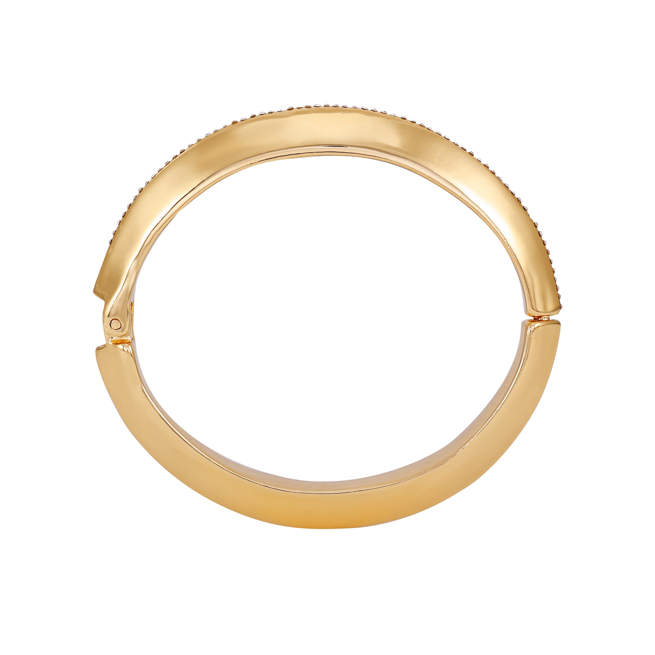 Goldtone Crystal Bracelet with Hinge Closure | Elegant Glamour Accessory