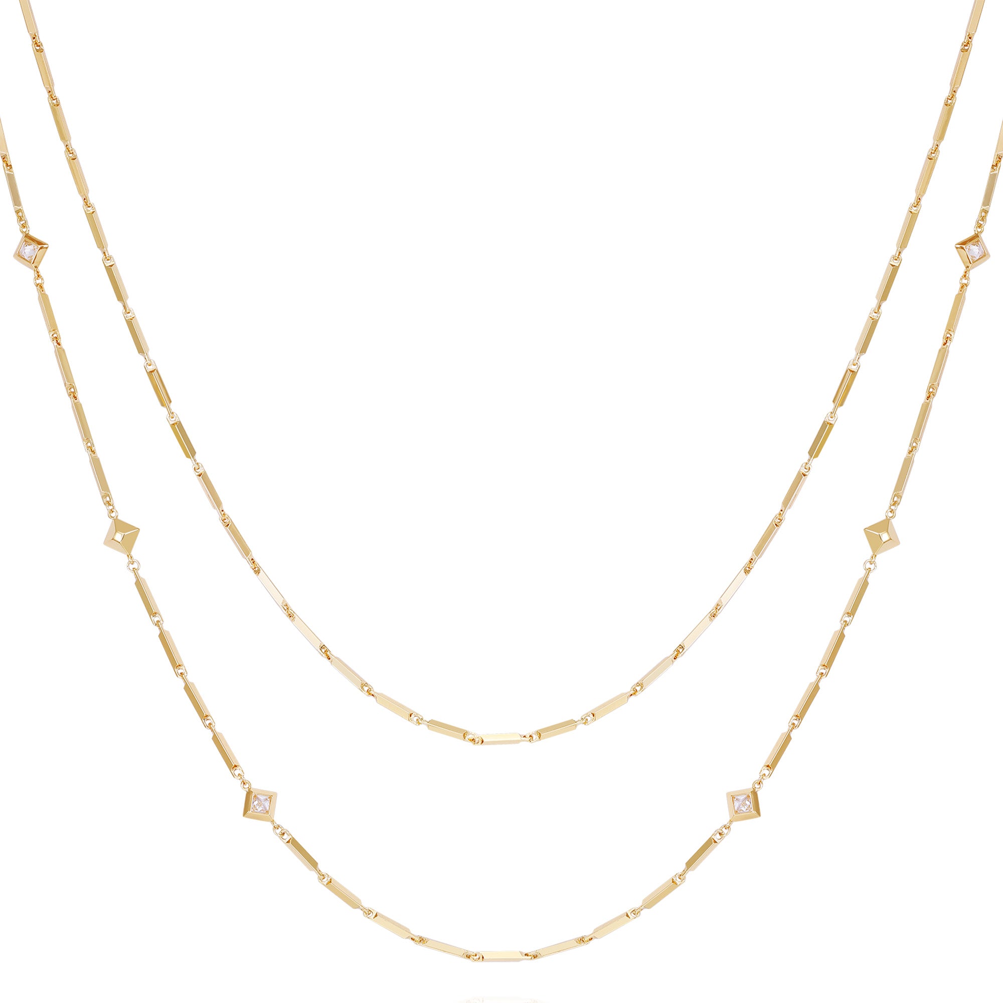 Goldtone Layered Necklace for Women | Elegant Cascading Chains