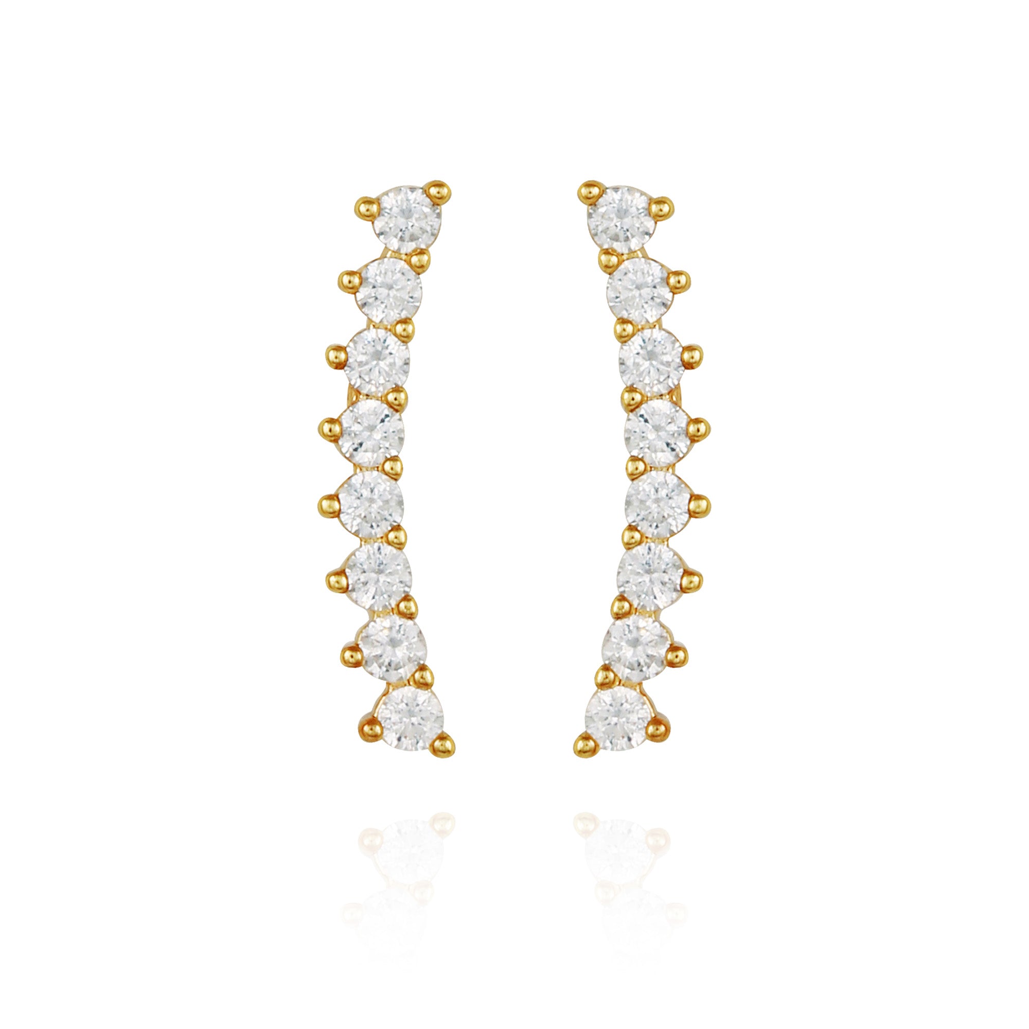 Sparkling Cubic Zirconia Climber Earrings | Gold-Tone Design
