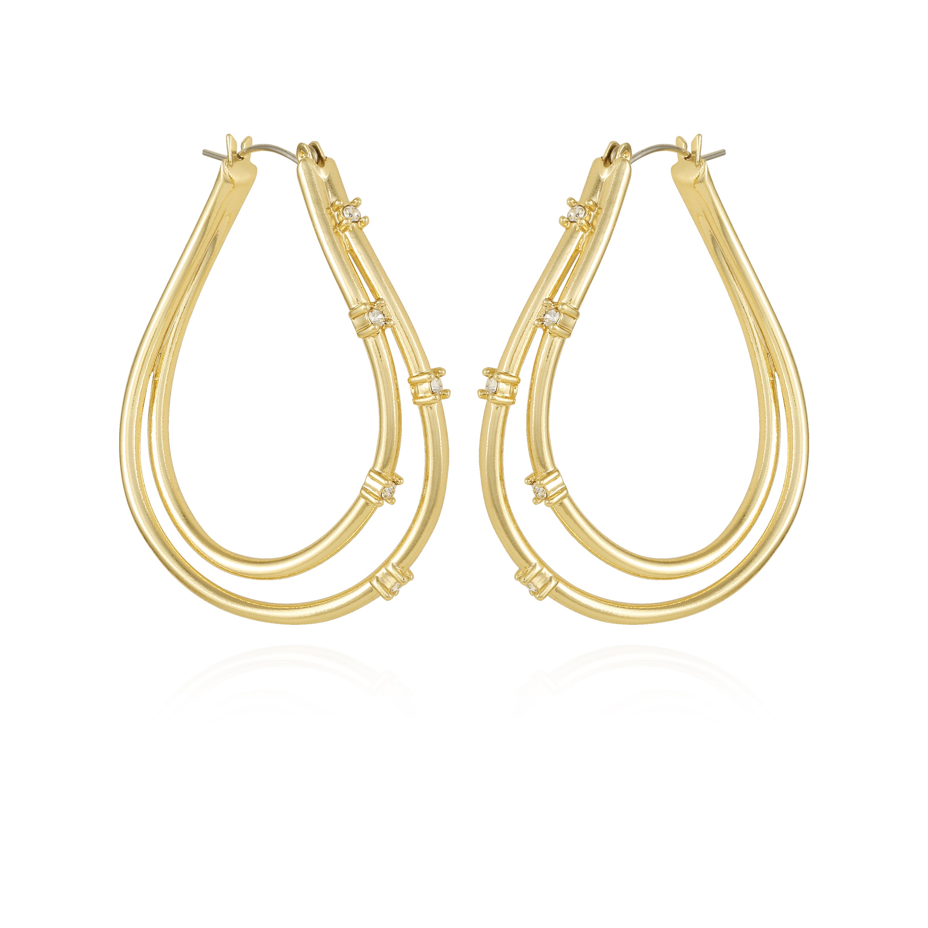 Gold Double Hoop Earrings with Crystals | Vince Camuto