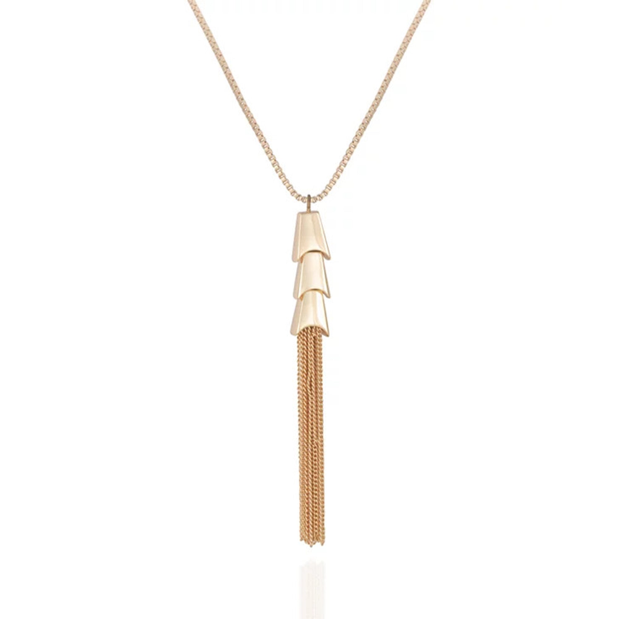Gold-Tone Long Tassel Necklace for Women | Feminine Chain Jewelry