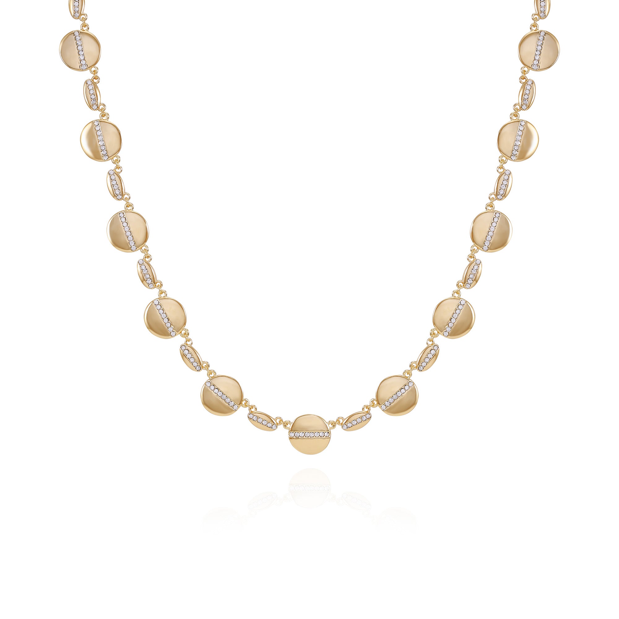 Gold-Tone Pave Coin Statement Necklace with Adjustable Chain | Vince Camuto