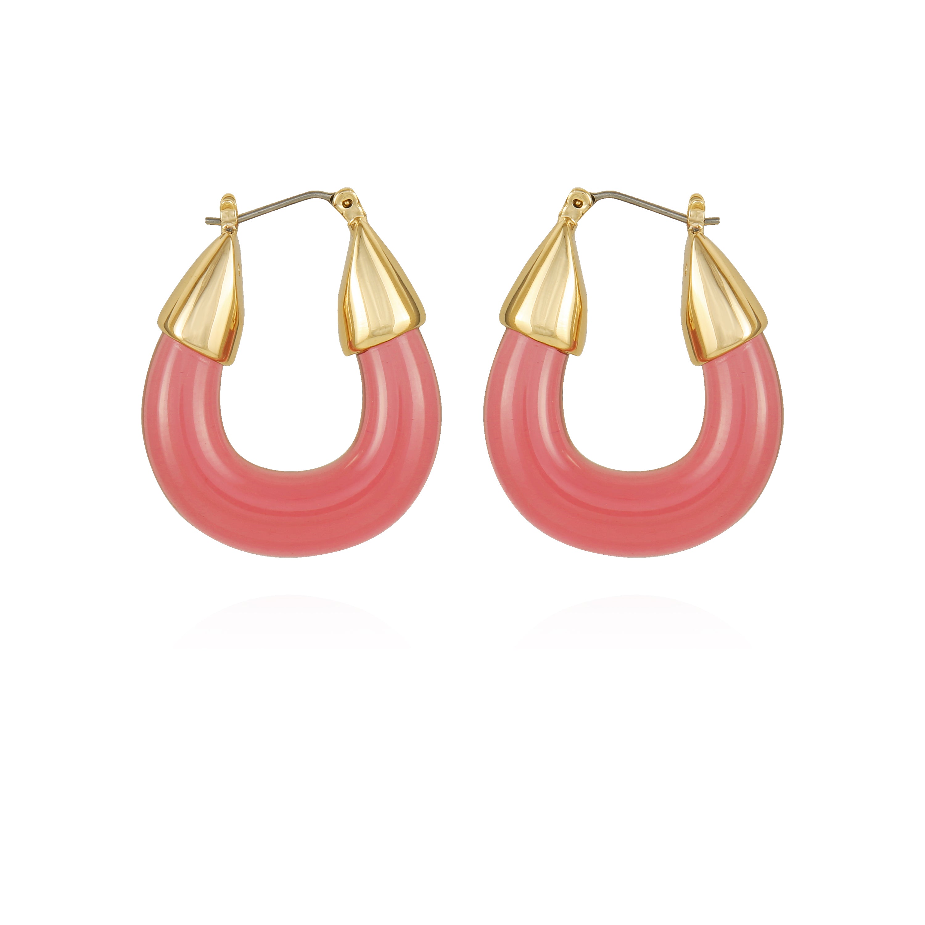 Pink Gold Hoop Earrings with Candy Resin Drops | Fashion Jewelry