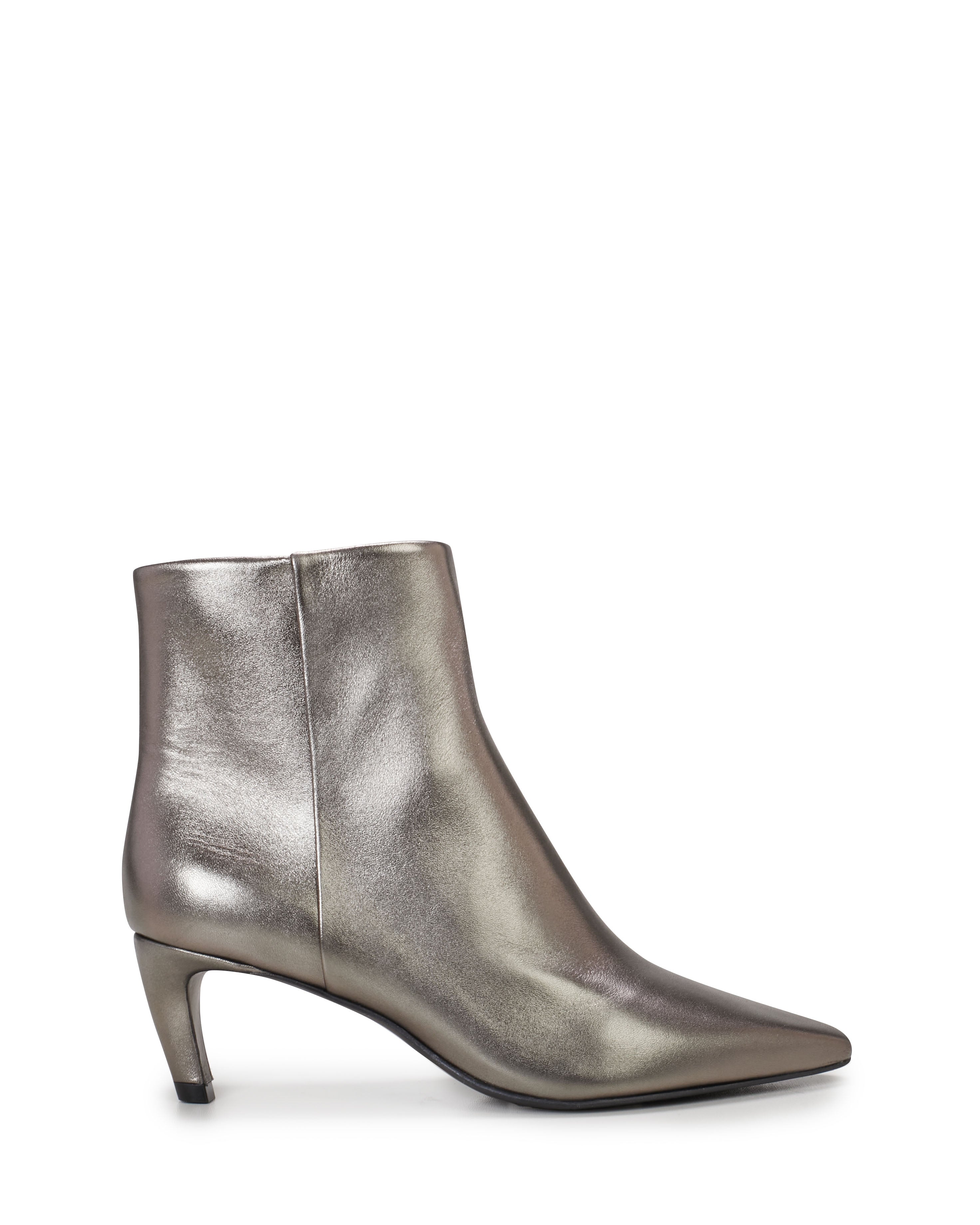 Leather Pointed Toe Bootie with Comma Heel | Quinley