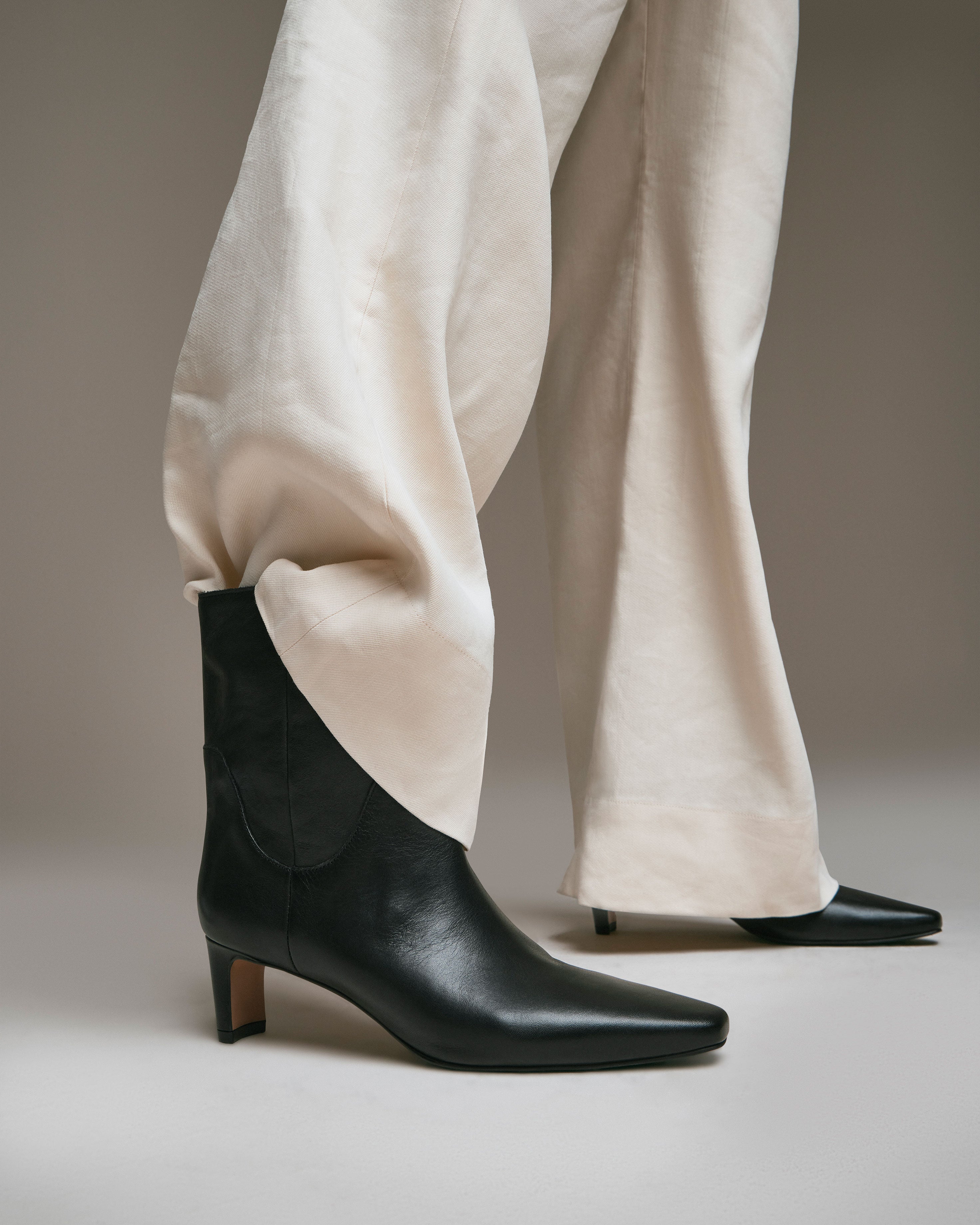 Classic Kitten Heel Bootie with Block Heel & Tapered Toe | Amariah