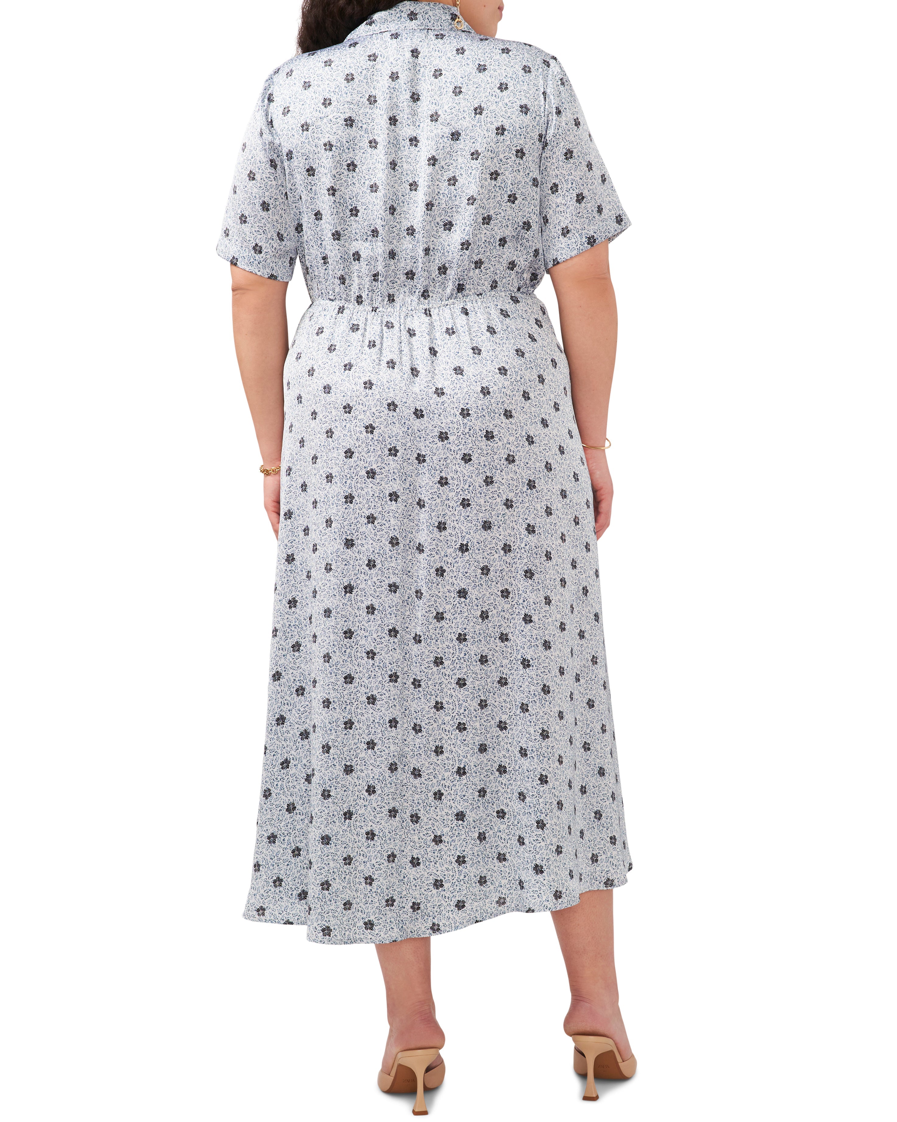 Plus-Size Floral Wrap Dress for Garden Parties | Leaf Print Tea-Length