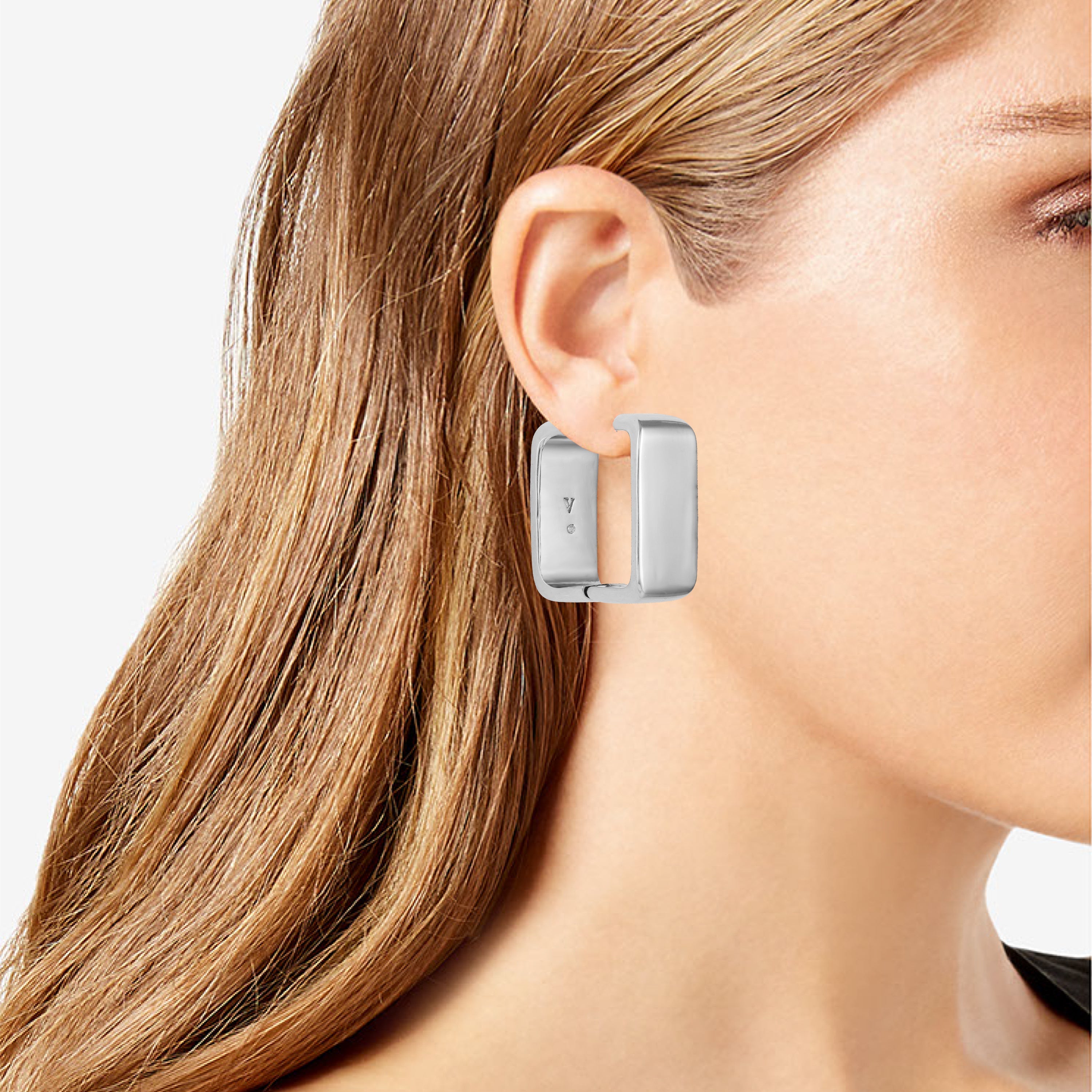 Brass Rectangle Hoop Earrings | Gold-Tone Vintage Style