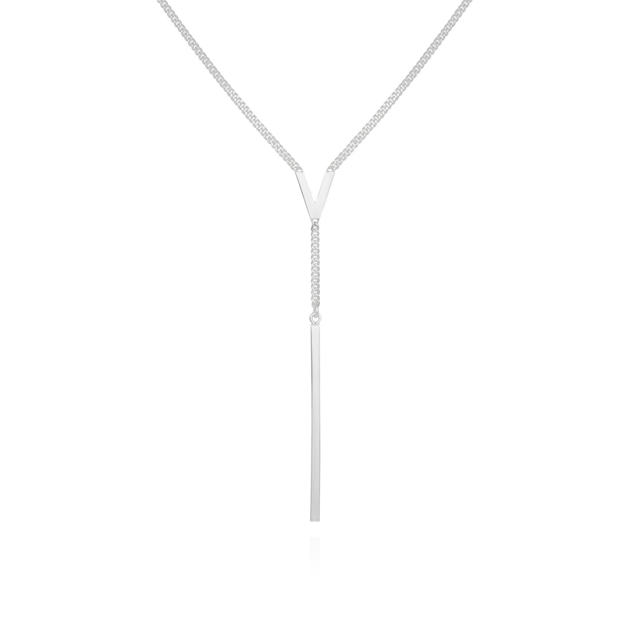 Elegant Gold-Tone Y Necklace with V & Bar Pendant | Lariat