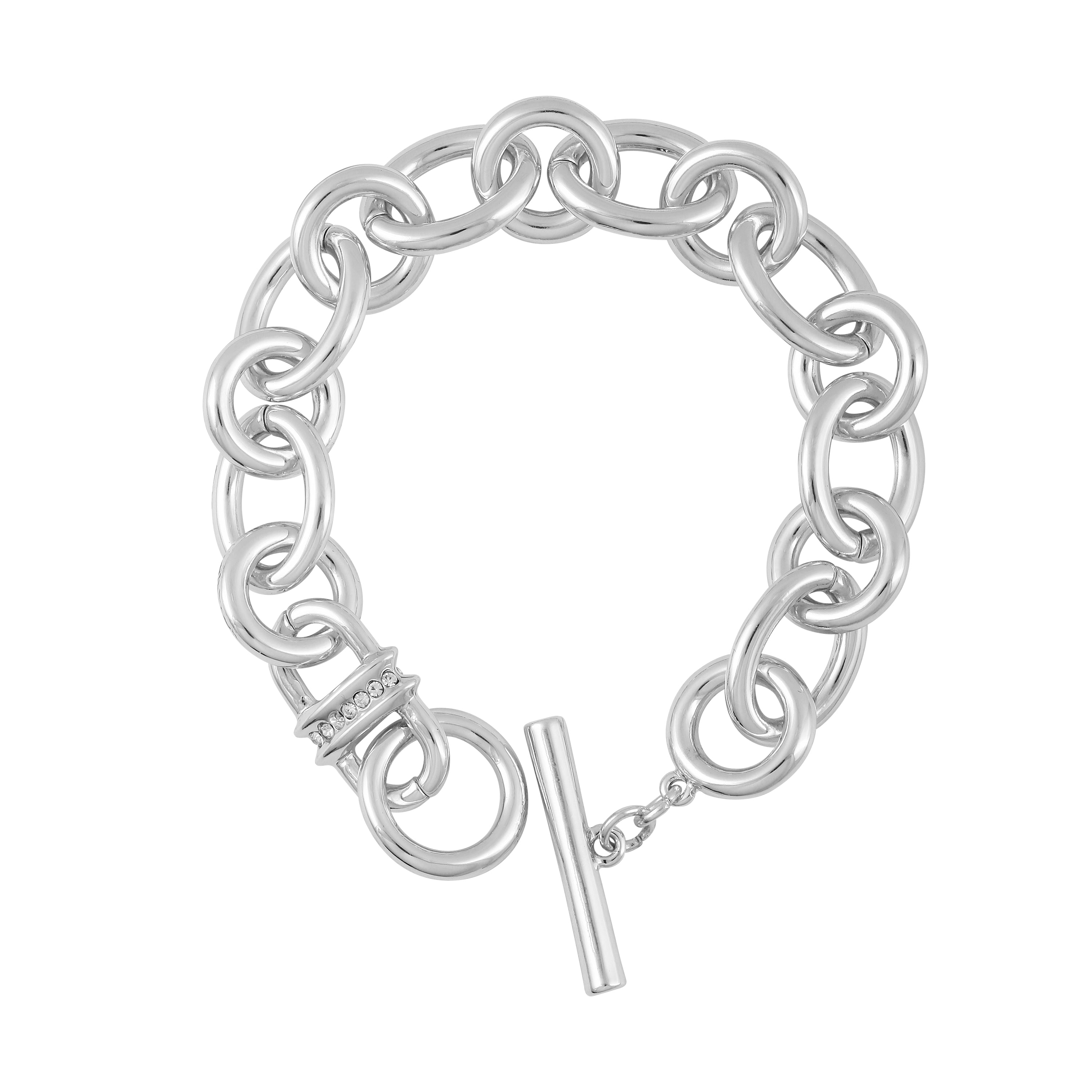 Silver-Tone Chain Link Toggle Bracelet | Adjustable & Stylish