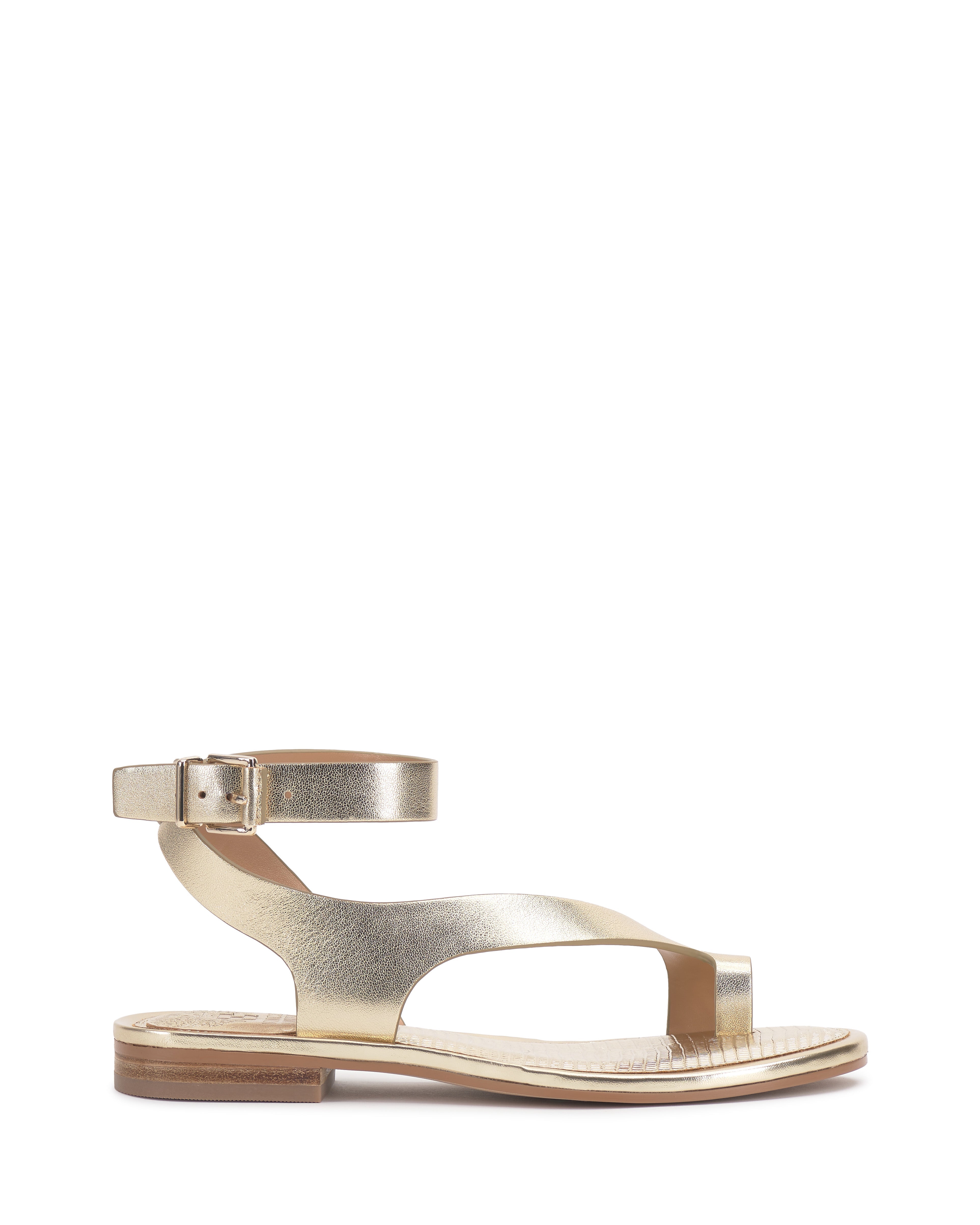 Leather Toe Loop Sandal with Stacked Heel | Liba