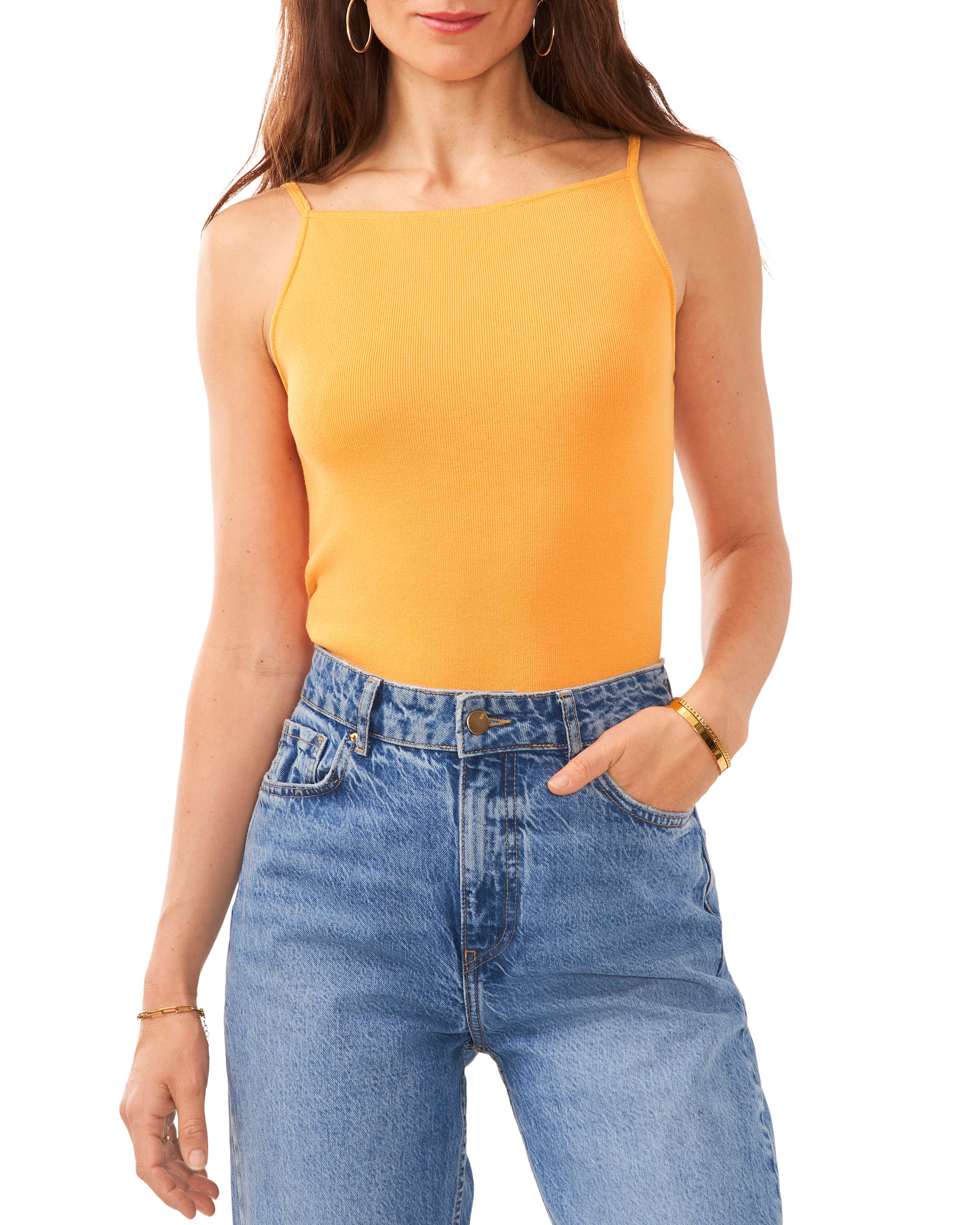 Knit Tank Top with Bateau Neckline & Split-Seam Vents | Fitted Summer Style