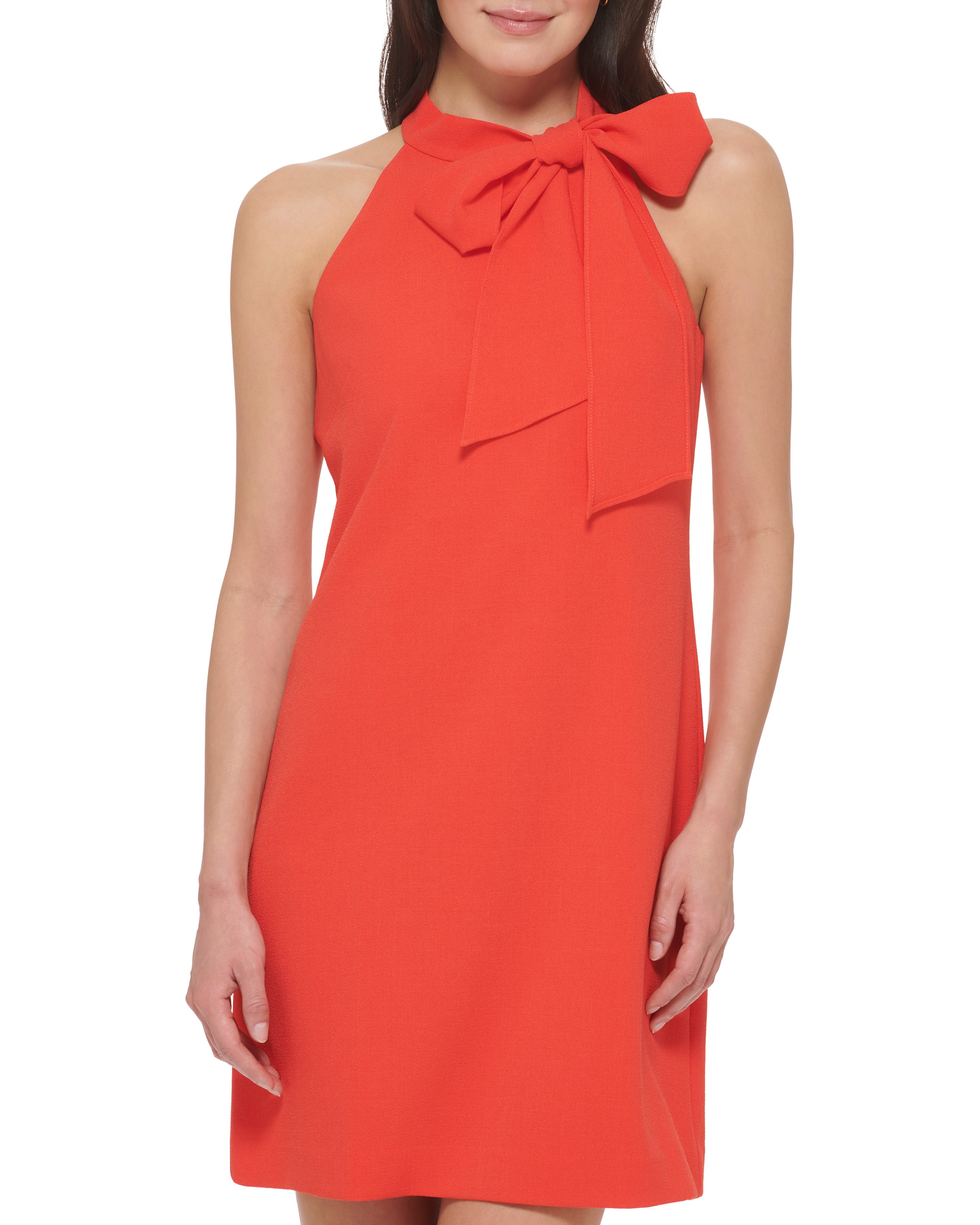 Petite Bow-Neck Sleeveless Dress | Stretch Crepe Shift