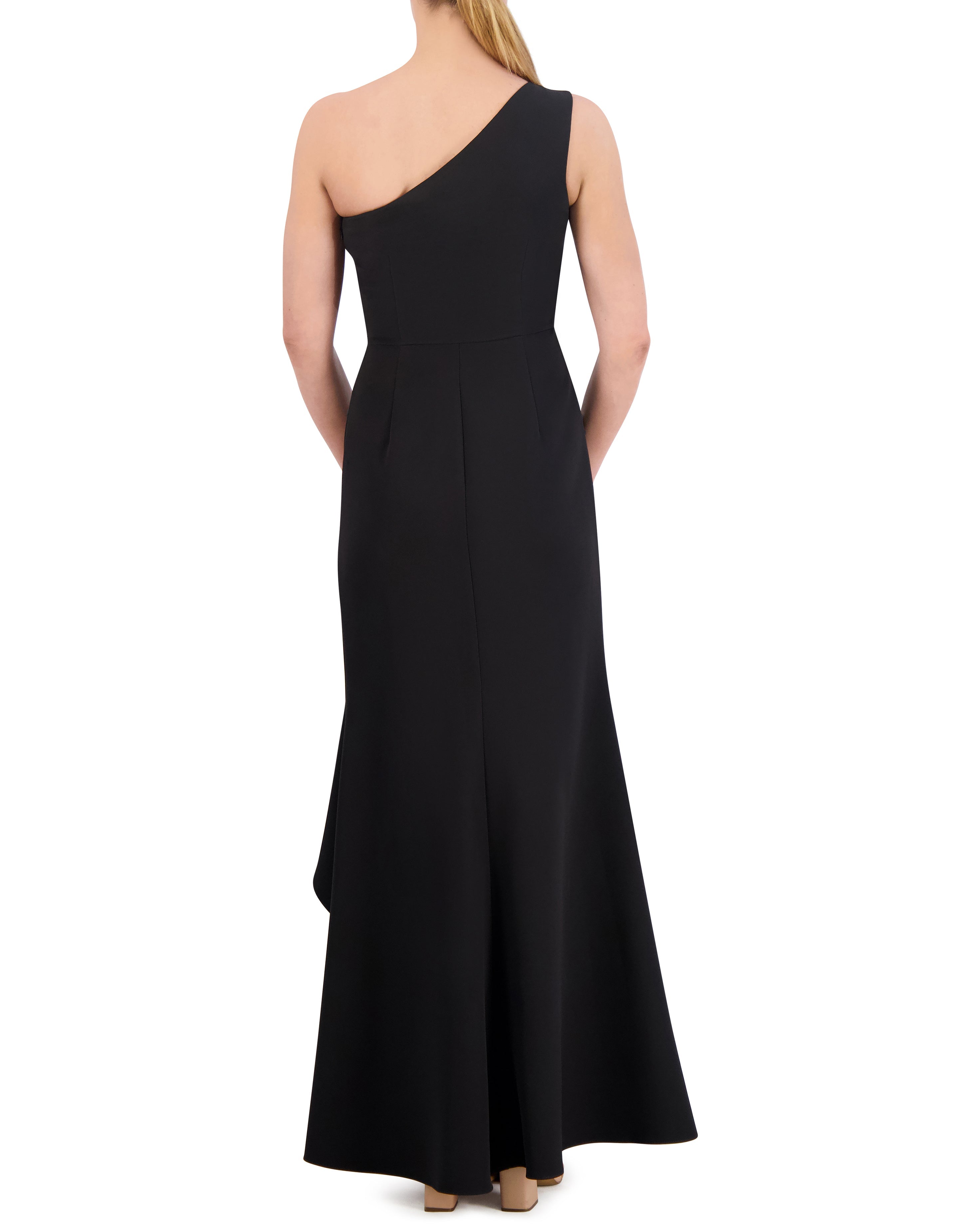 One-Shoulder Ruffled Twist-Front Evening Gown | Elegant Stretch Crepe Dress