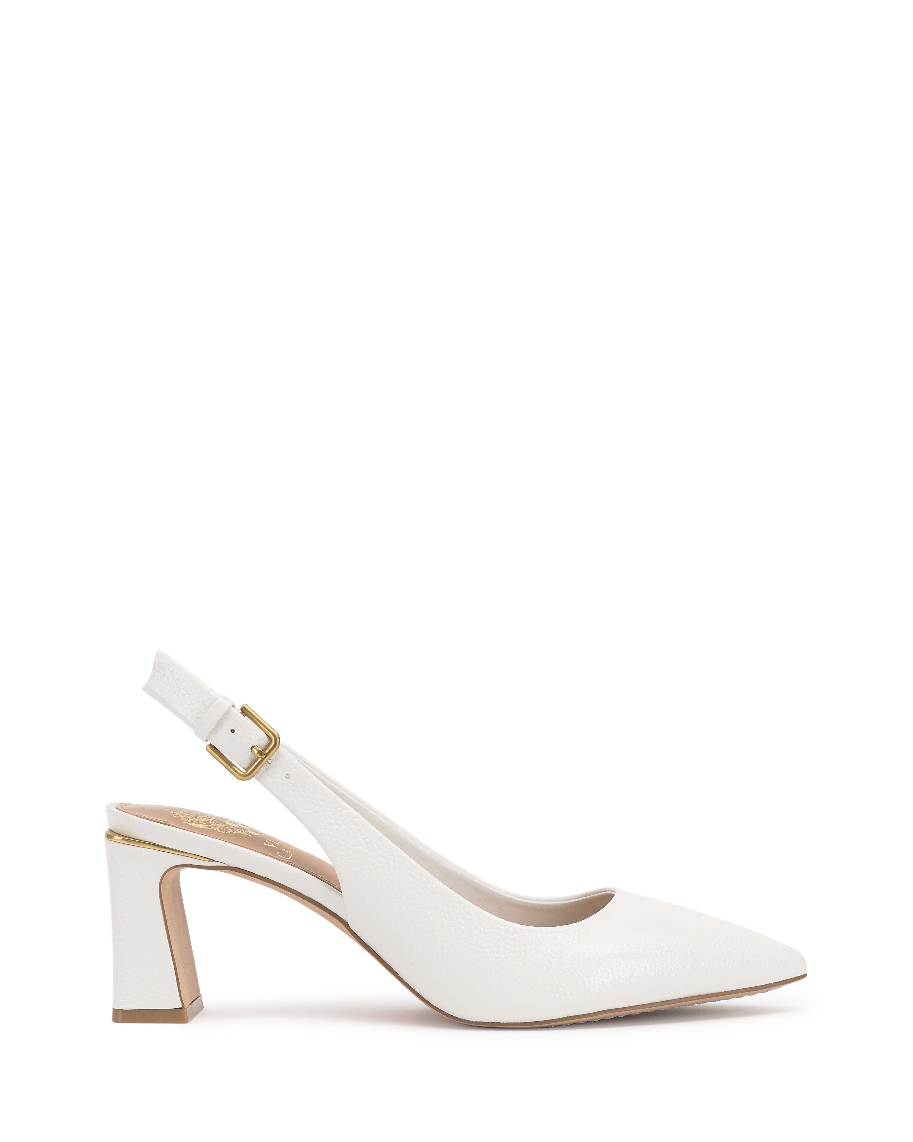 Leather Slingback Pumps with Pointed Toe & Metal Rand | Hamden