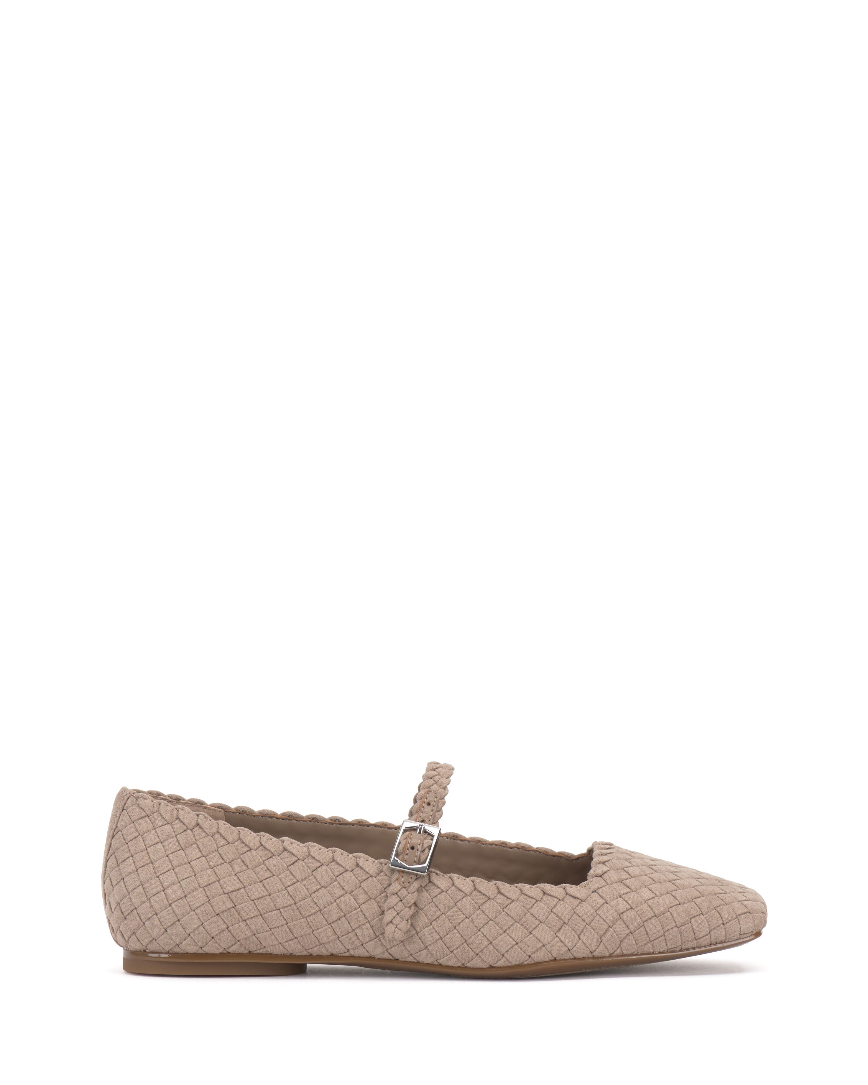 Woven Vinley Mary Jane Flats with Square Toe | Casual-Cool Style